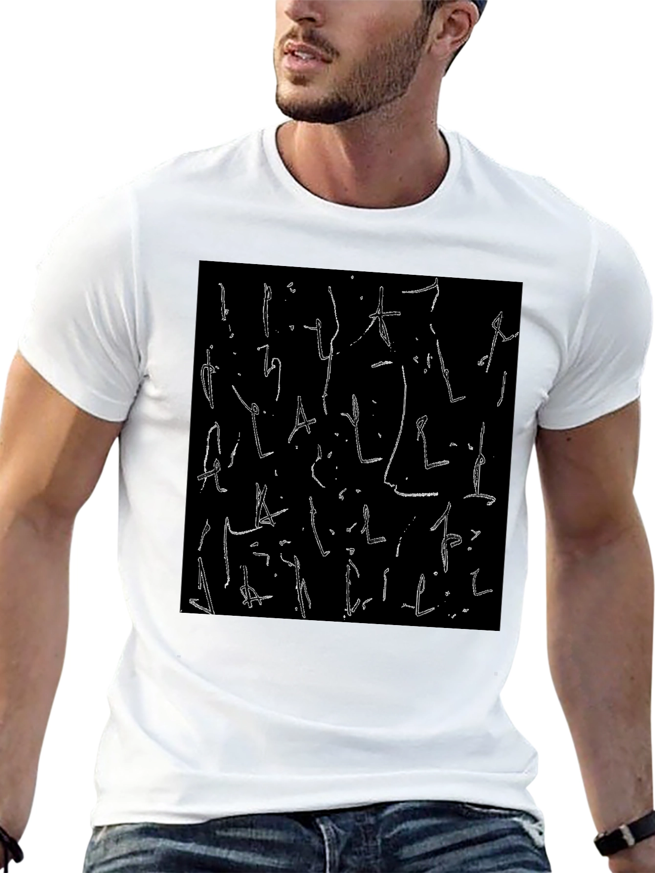 Black Abstract Graphic Print Black T-Shirt view 13