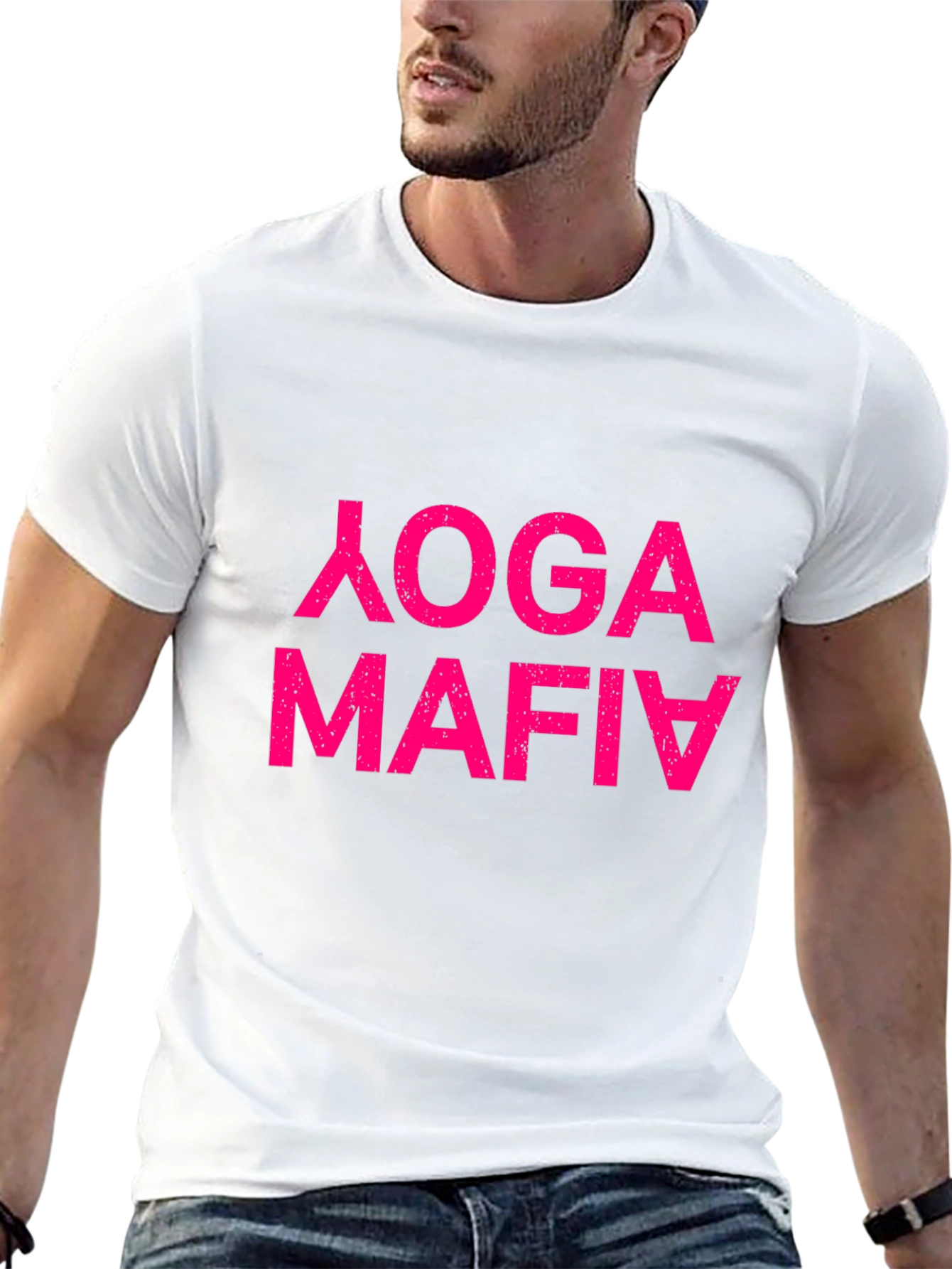 Black Yoga Mafia Funny T-Shirt view 13