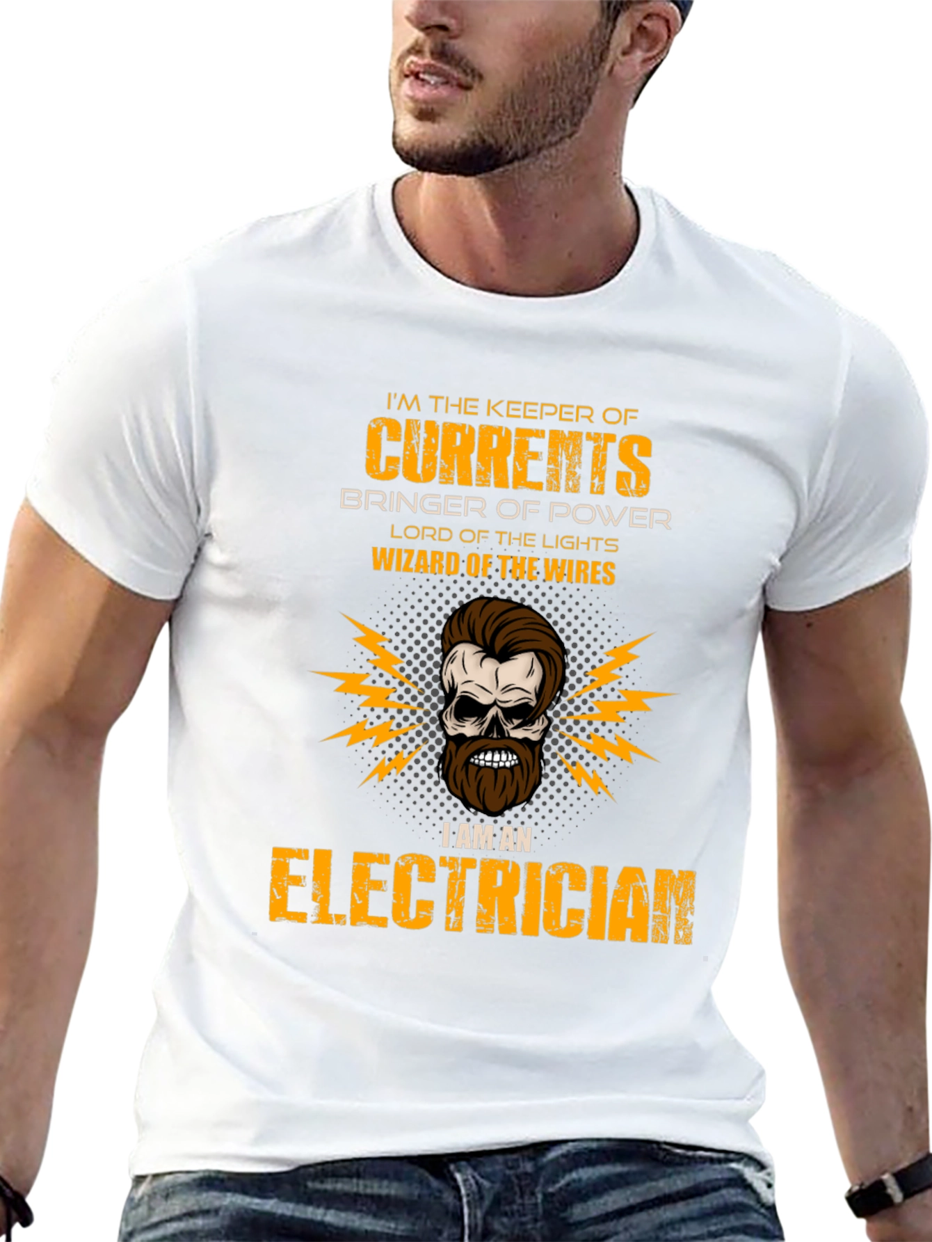 Black Electrician Skull T-Shirt - Keeper of Currents view 13