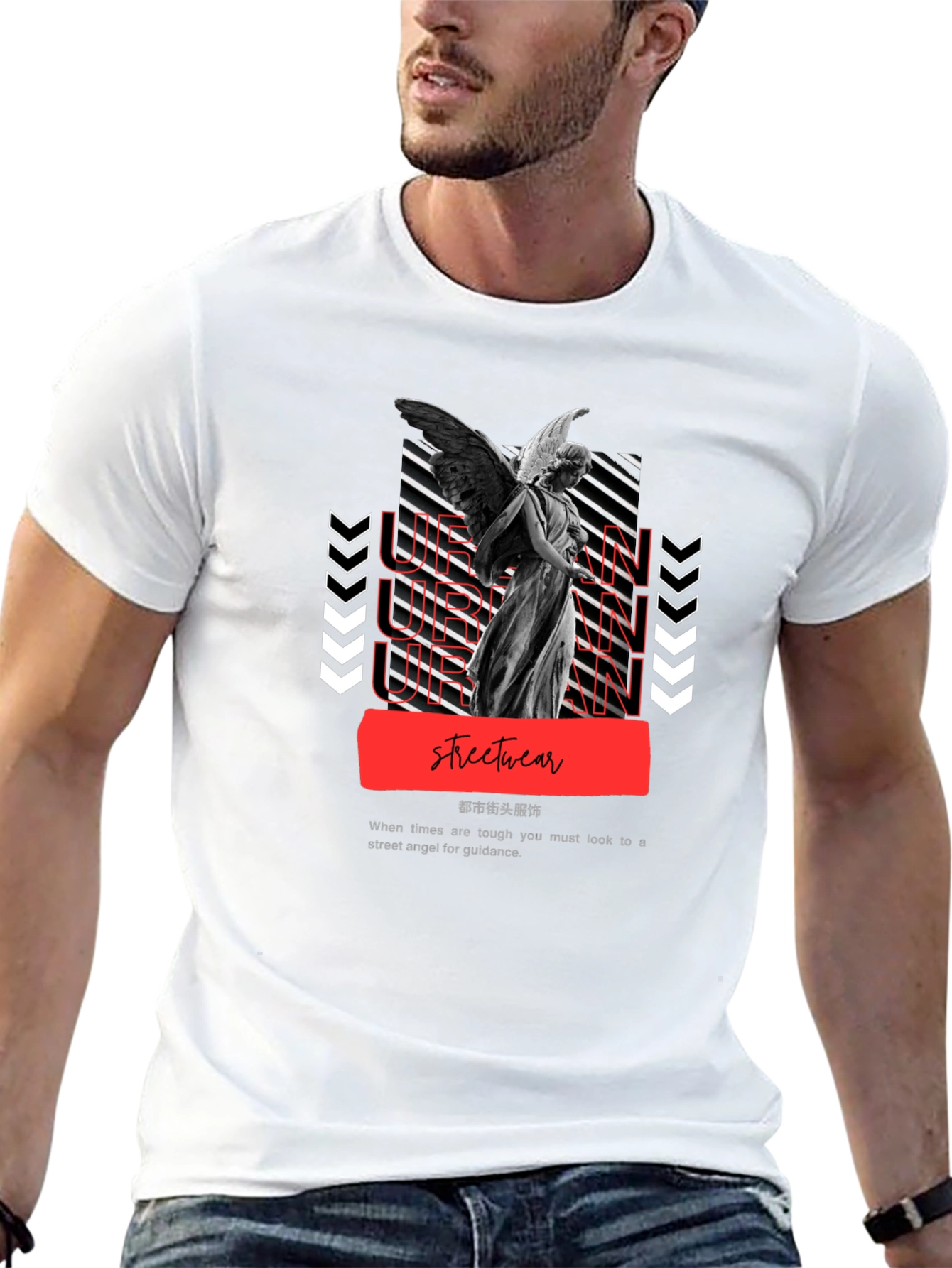 Black Urban Angel Graphic Tee - Streetwear Fashion view 13