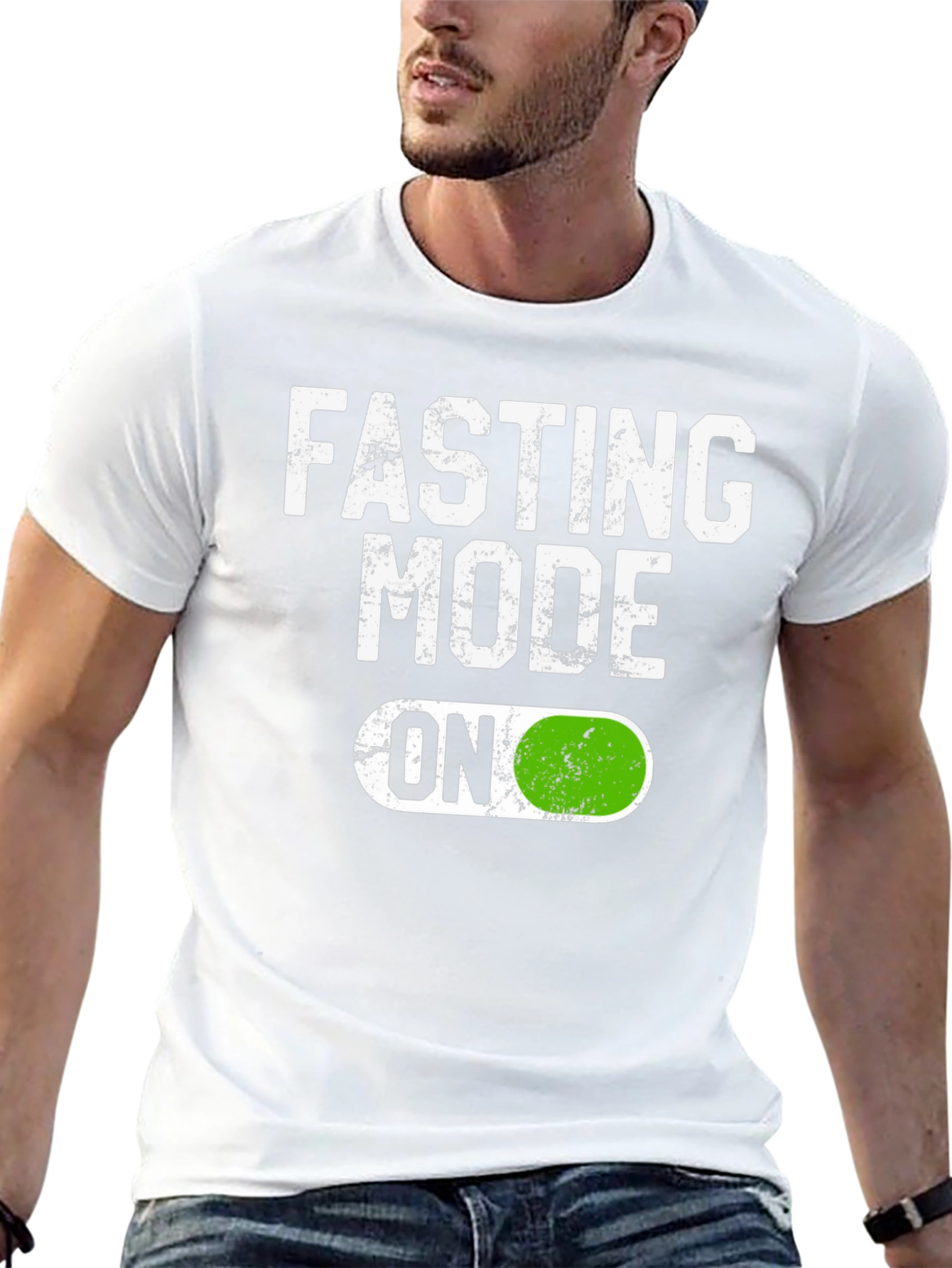 Black Fasting Mode On T-Shirt - Funny Diet Tee view 13