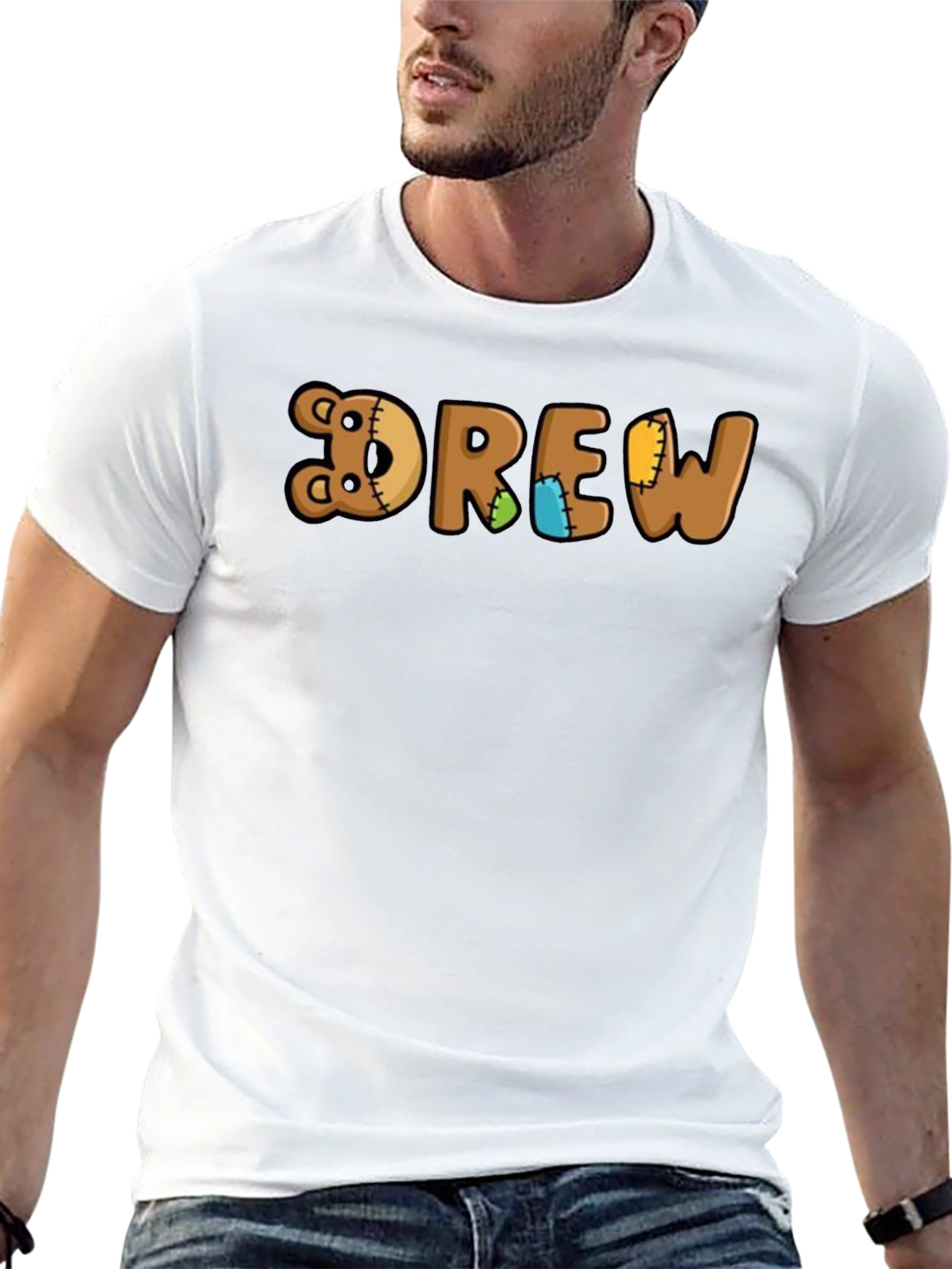 Black Drew Teddy Bear Name T-Shirt - Custom Boy's Tee view 13