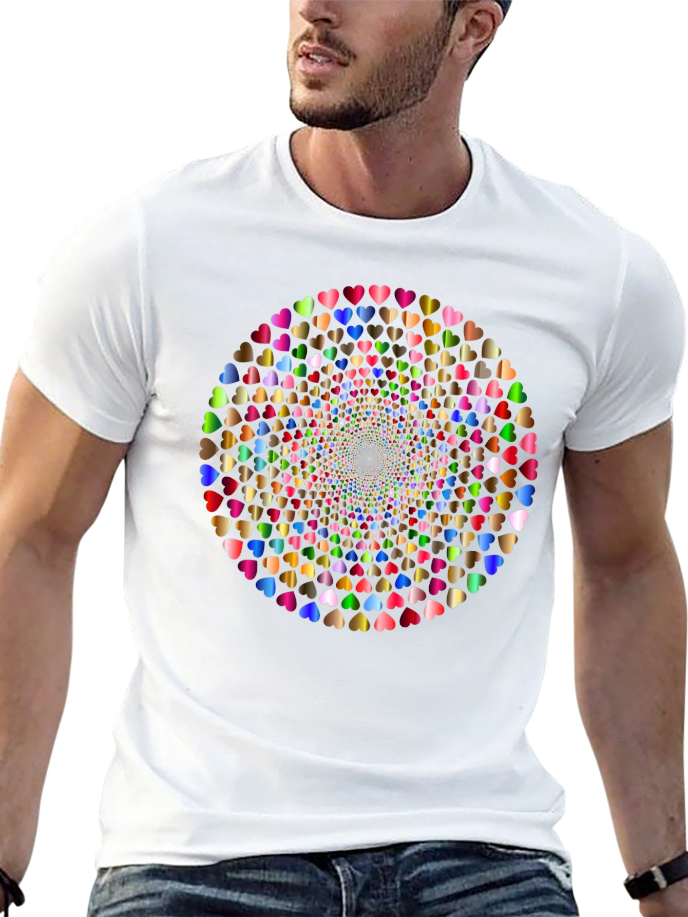 Black Heart Mandala Tee - Colorful Geometric Graphic T-Shirt view 13