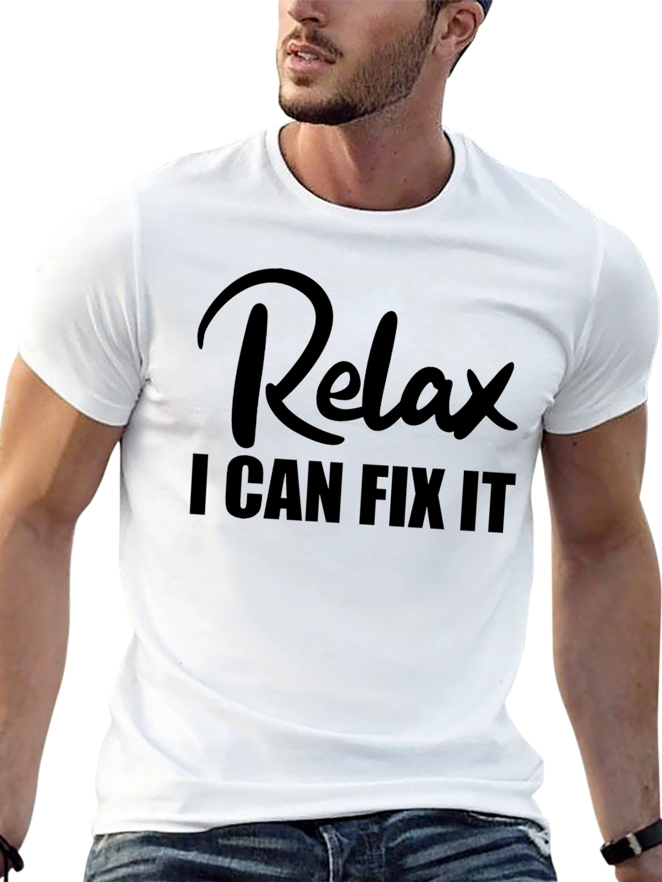 Black Relax I Can Fix It - Funny T-Shirt view 13