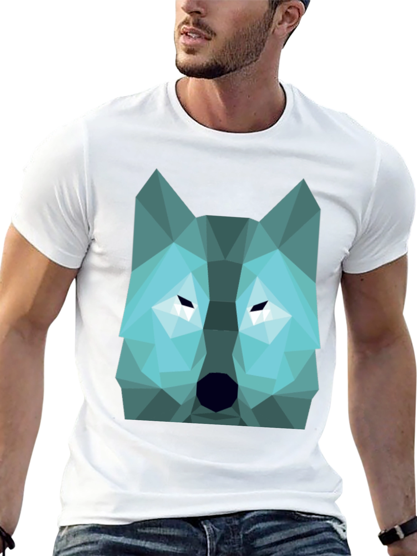 Black Geometric Wolf Graphic Print Tee - Black view 13
