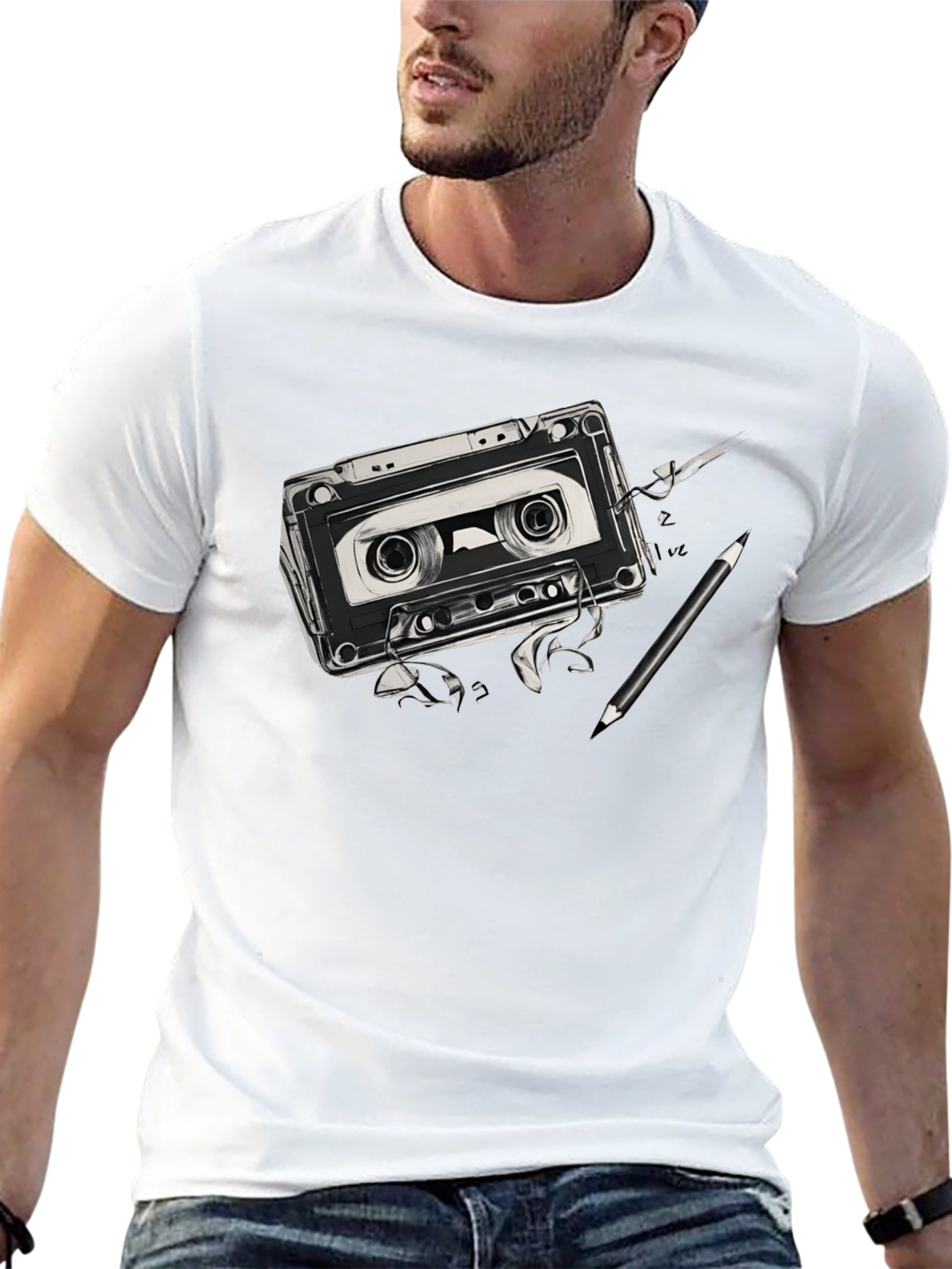 Black Retro Cassette Tape Graphic Tee view 13