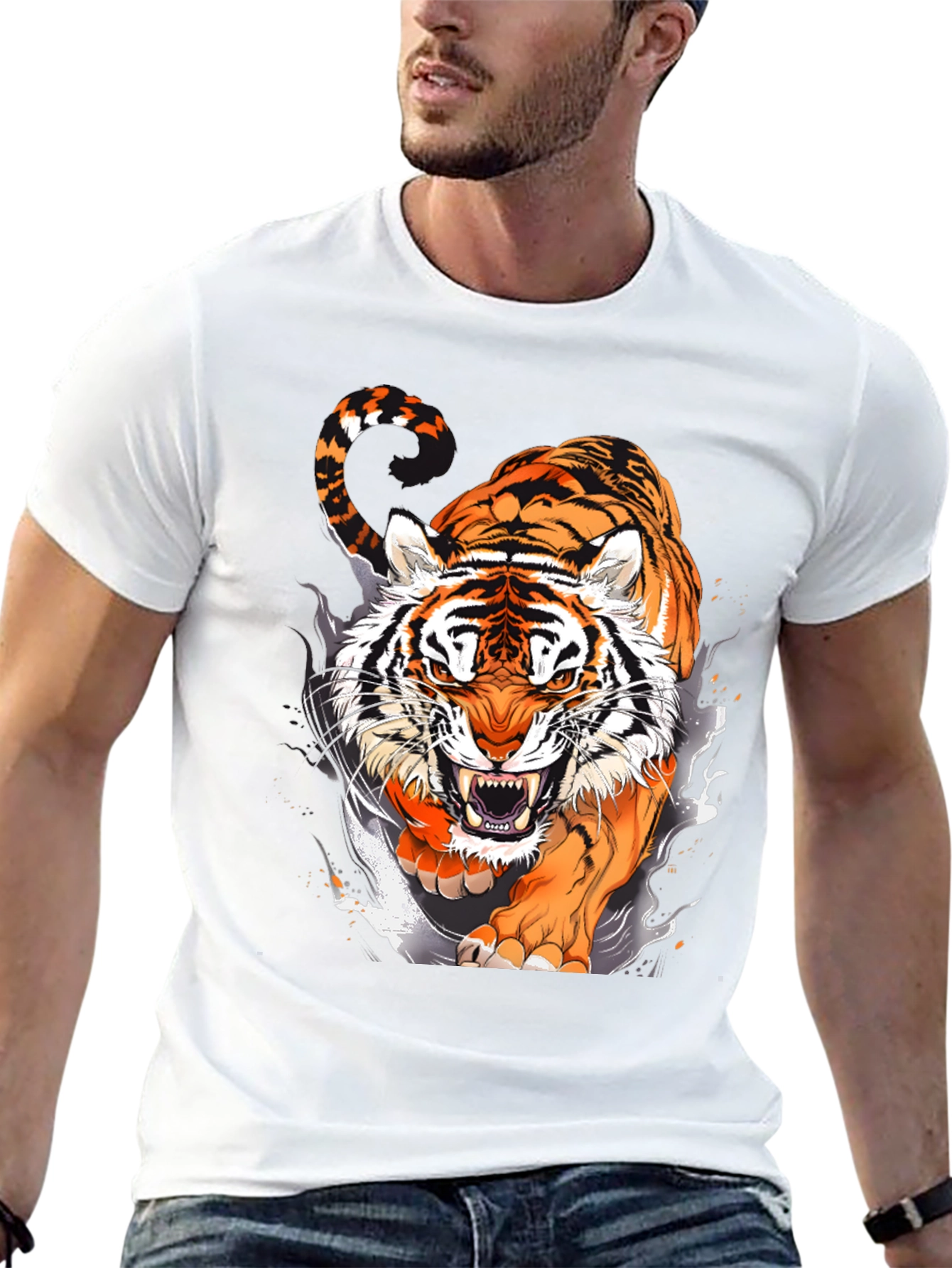 Black Roaring Tiger Graphic Tee - Black T-Shirt view 13