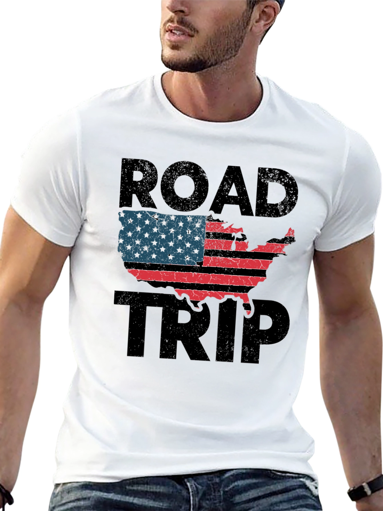 Black Road Trip USA Flag Graphic Tee view 13