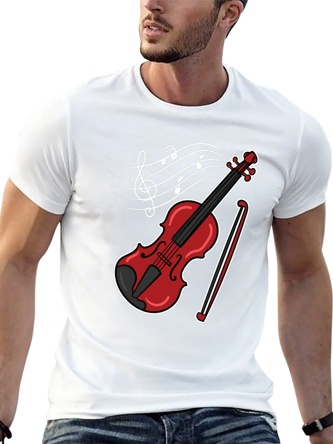 Black Musical Violin Graphic T-Shirt view 13