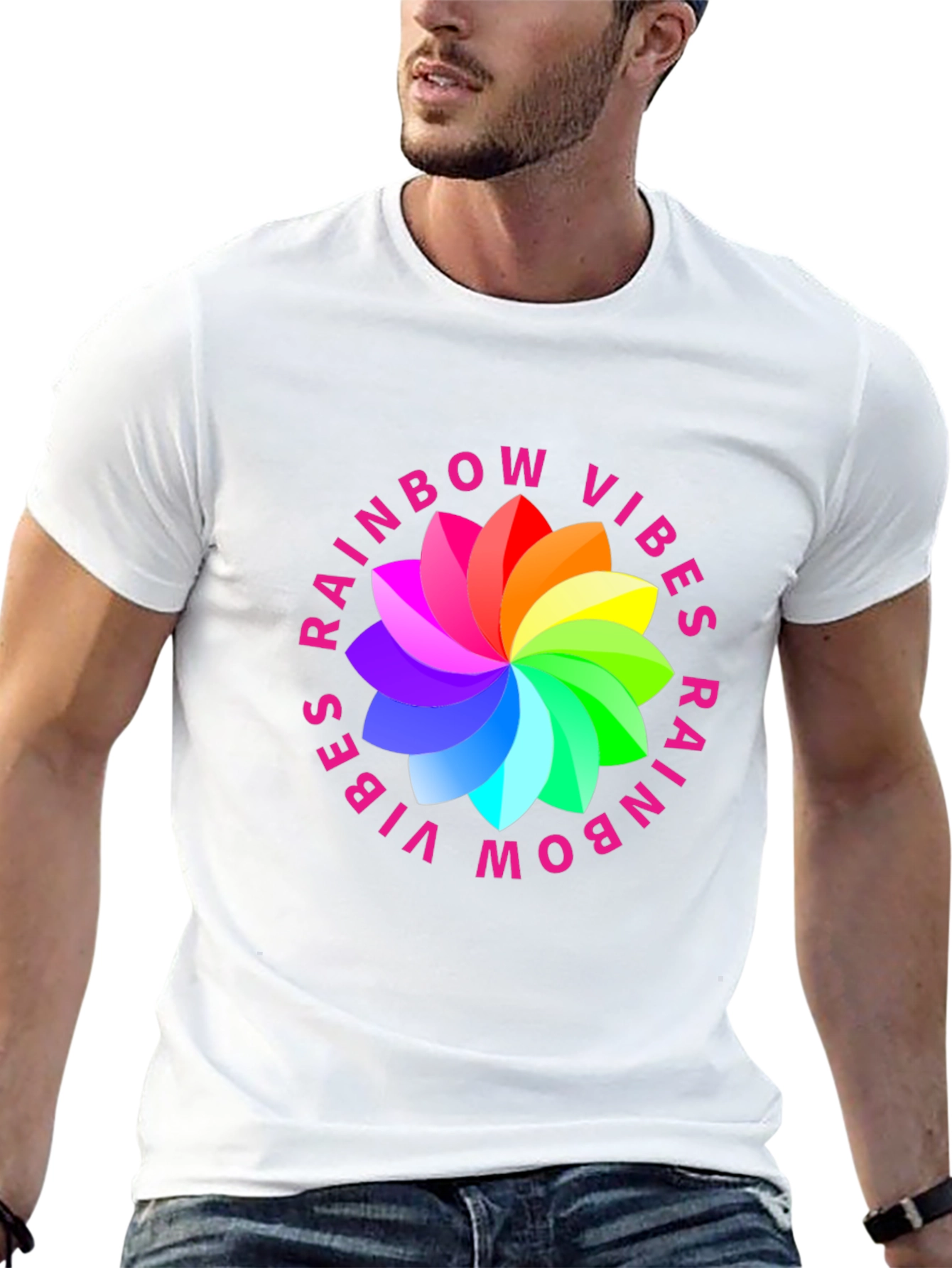 Black Rainbow Vibes Graphic Print T-Shirt - Stylish Comfort view 13