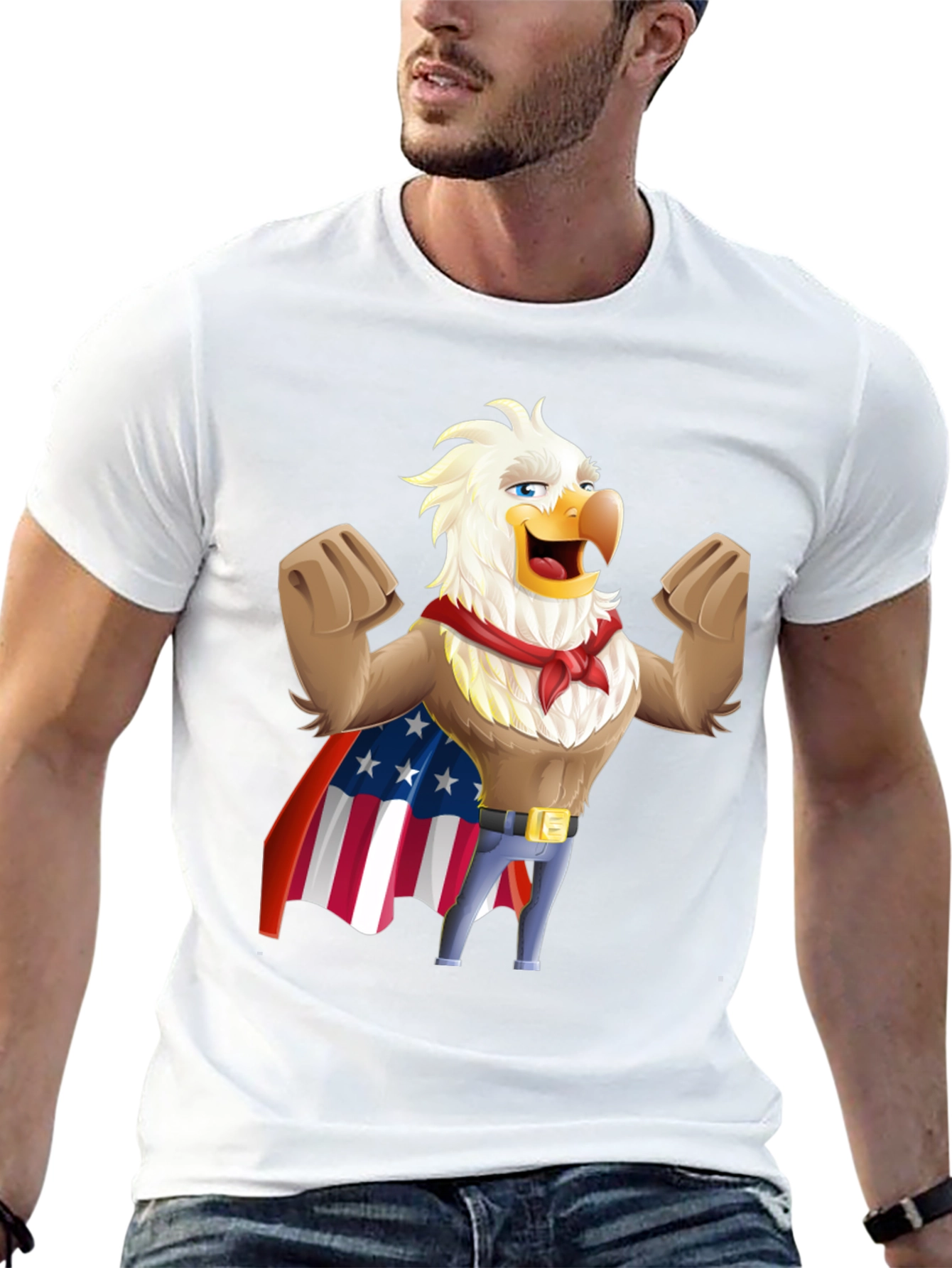 Black Patriotic Eagle Cartoon T-Shirt - USA Pride! view 13
