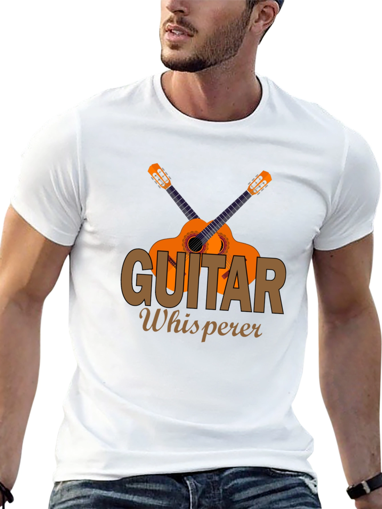 Black Guitar Whisperer Graphic T-Shirt Music Lover Tee view 13