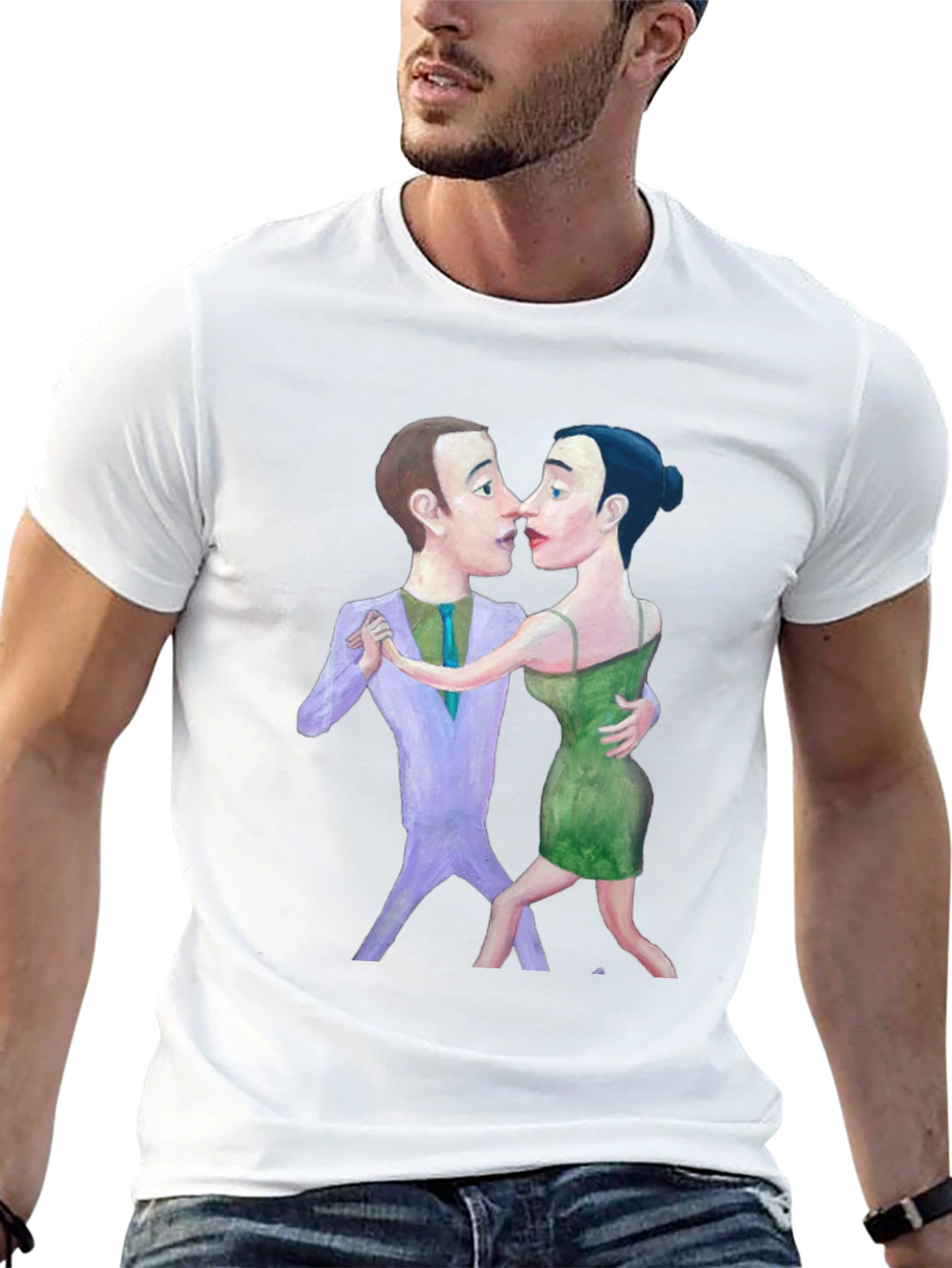 Black Tango Couple Graphic Print Black T-Shirt view 13