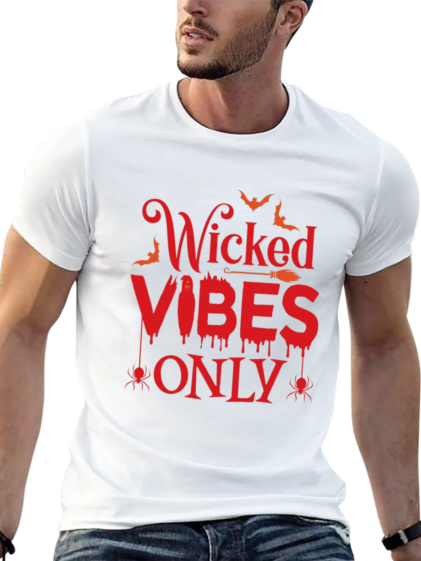 Black Wicked Vibes Only Halloween T-Shirt view 13