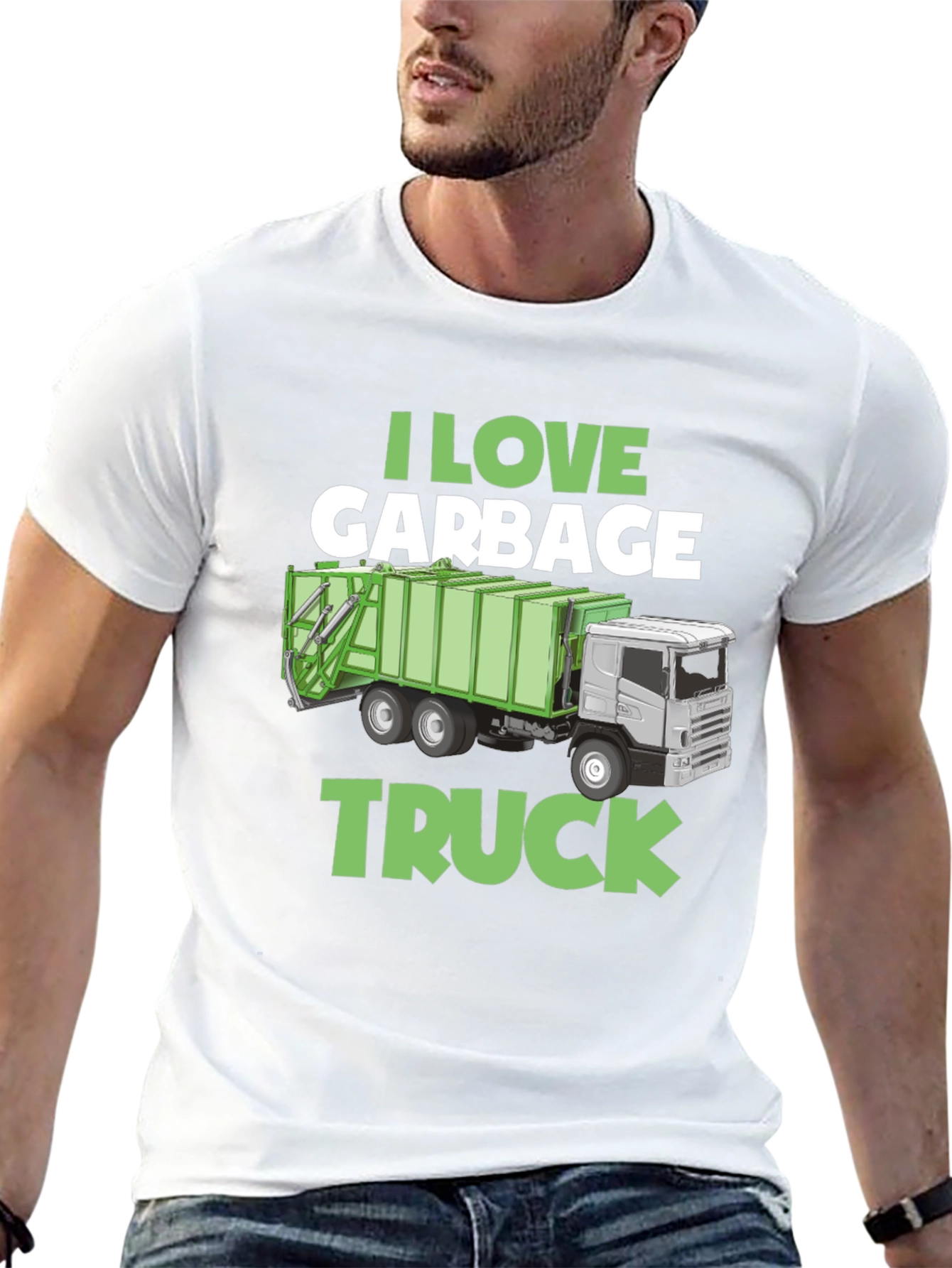 Black I Love Garbage Truck Graphic T-Shirt view 13
