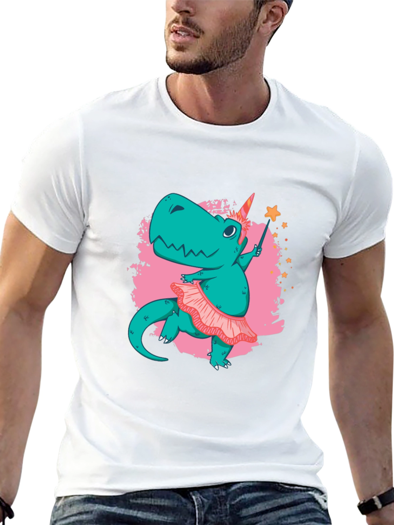 Black Dino Unicorn T-Shirt - Magical Ballerina Design view 13