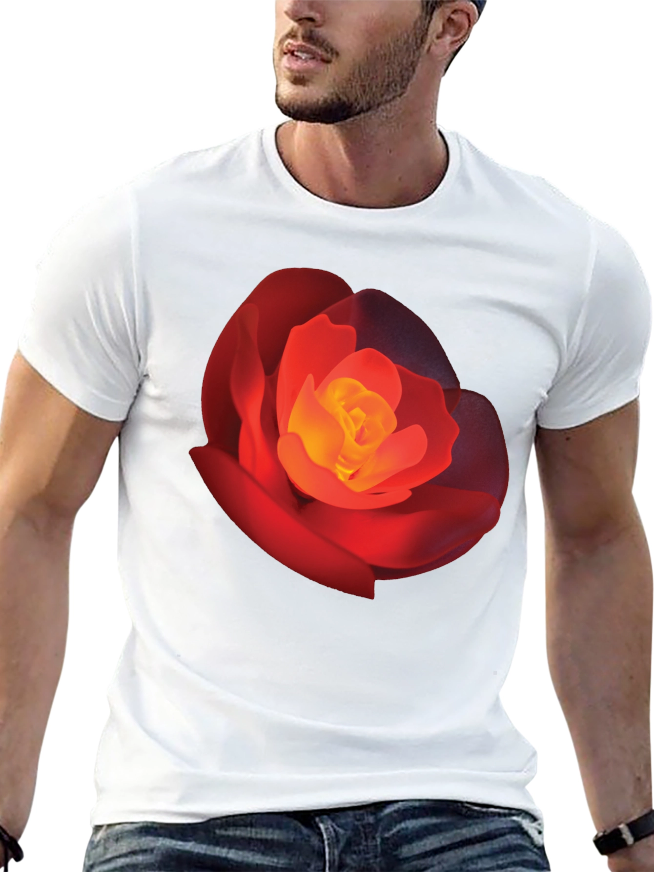 Black Bold Rose Graphic Tee - Stylish Floral T-Shirt view 13