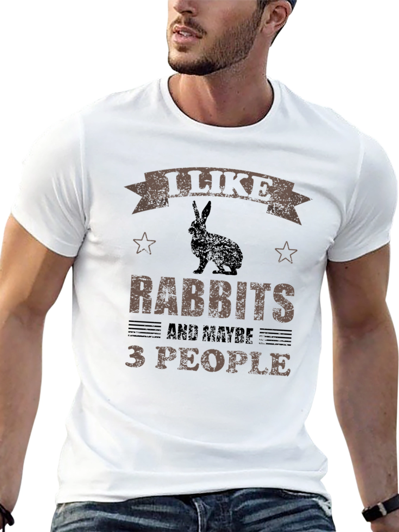 Black I Like Rabbits and Maybe 3 People T-Shirt view 13