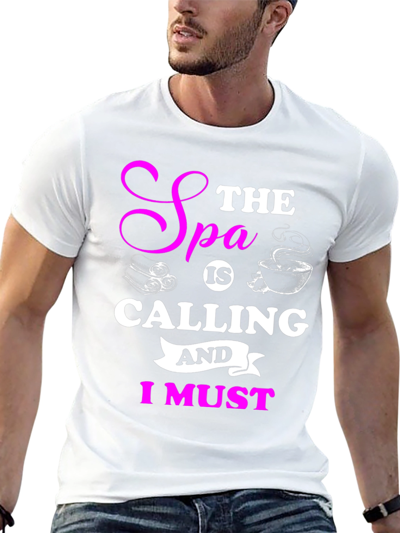 Black Spa Calling Black T-Shirt - Relax & Unwind! view 13