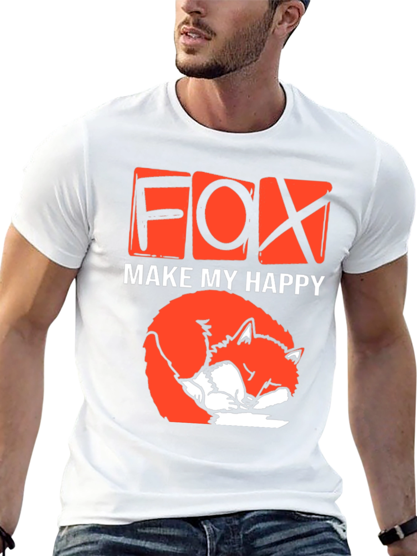 Black Cute Fox Make My Happy Graphic T-Shirt view 13