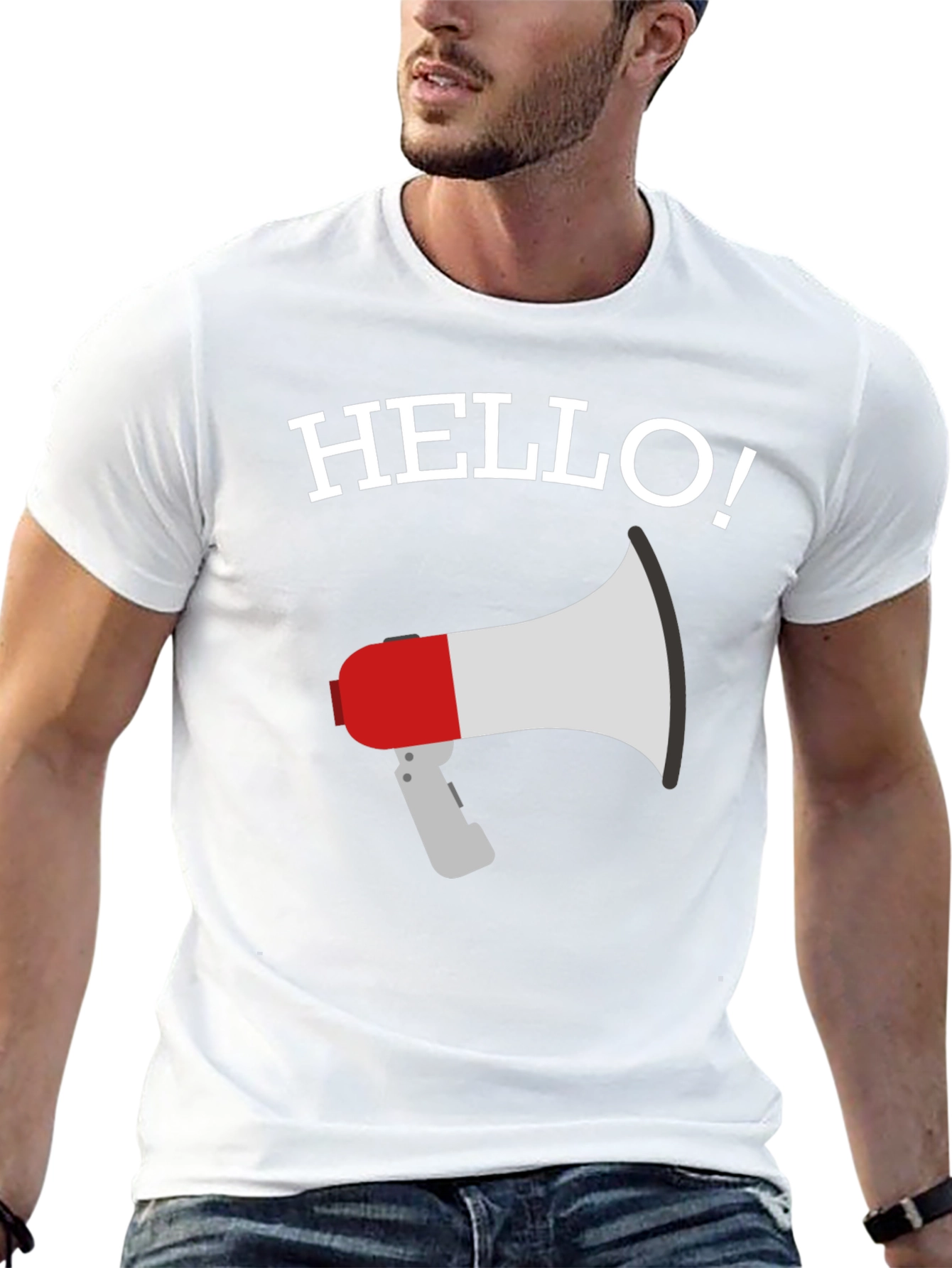 Black Hello Megaphone Graphic Tee - Mens Black T-Shirt view 13