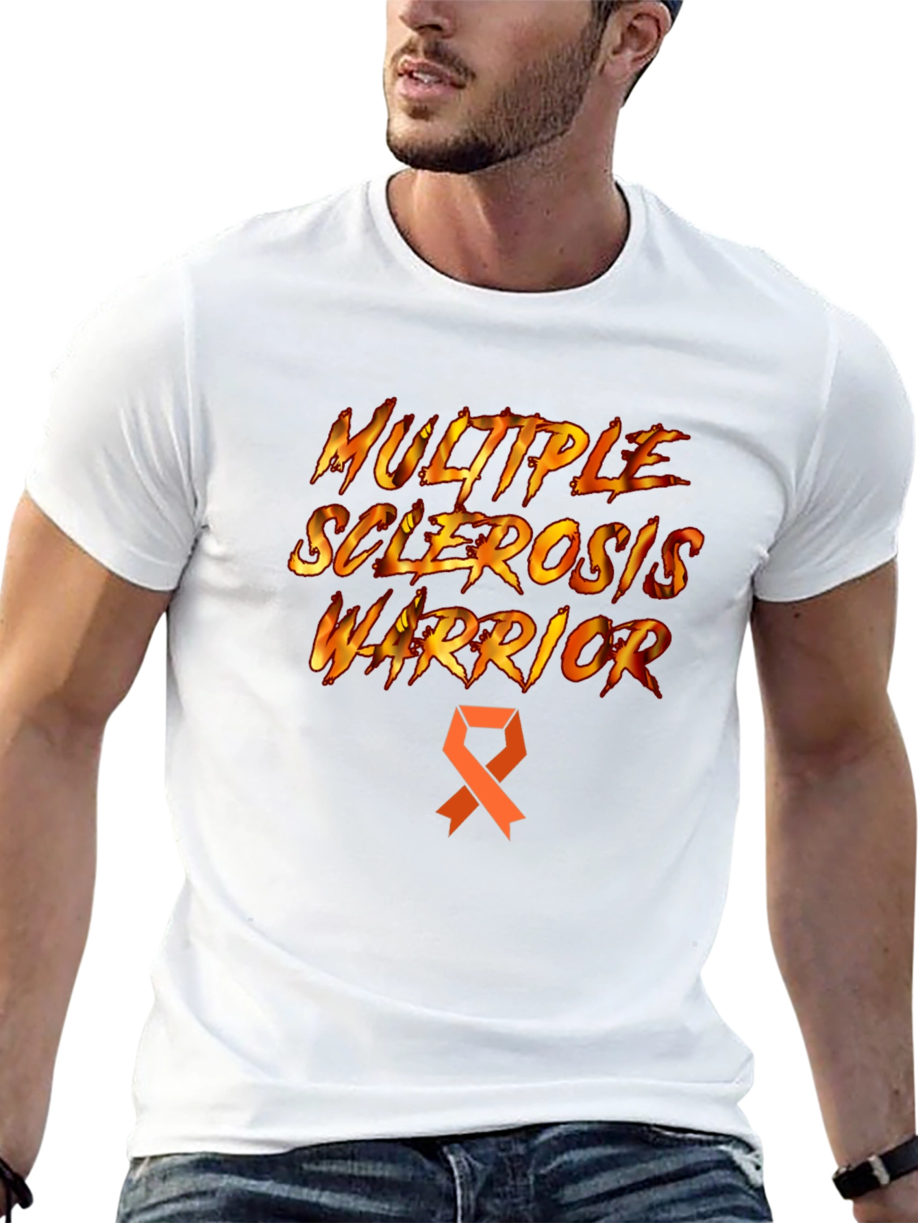 Black Multiple Sclerosis Warrior T-Shirt - Awareness Ribbon view 13