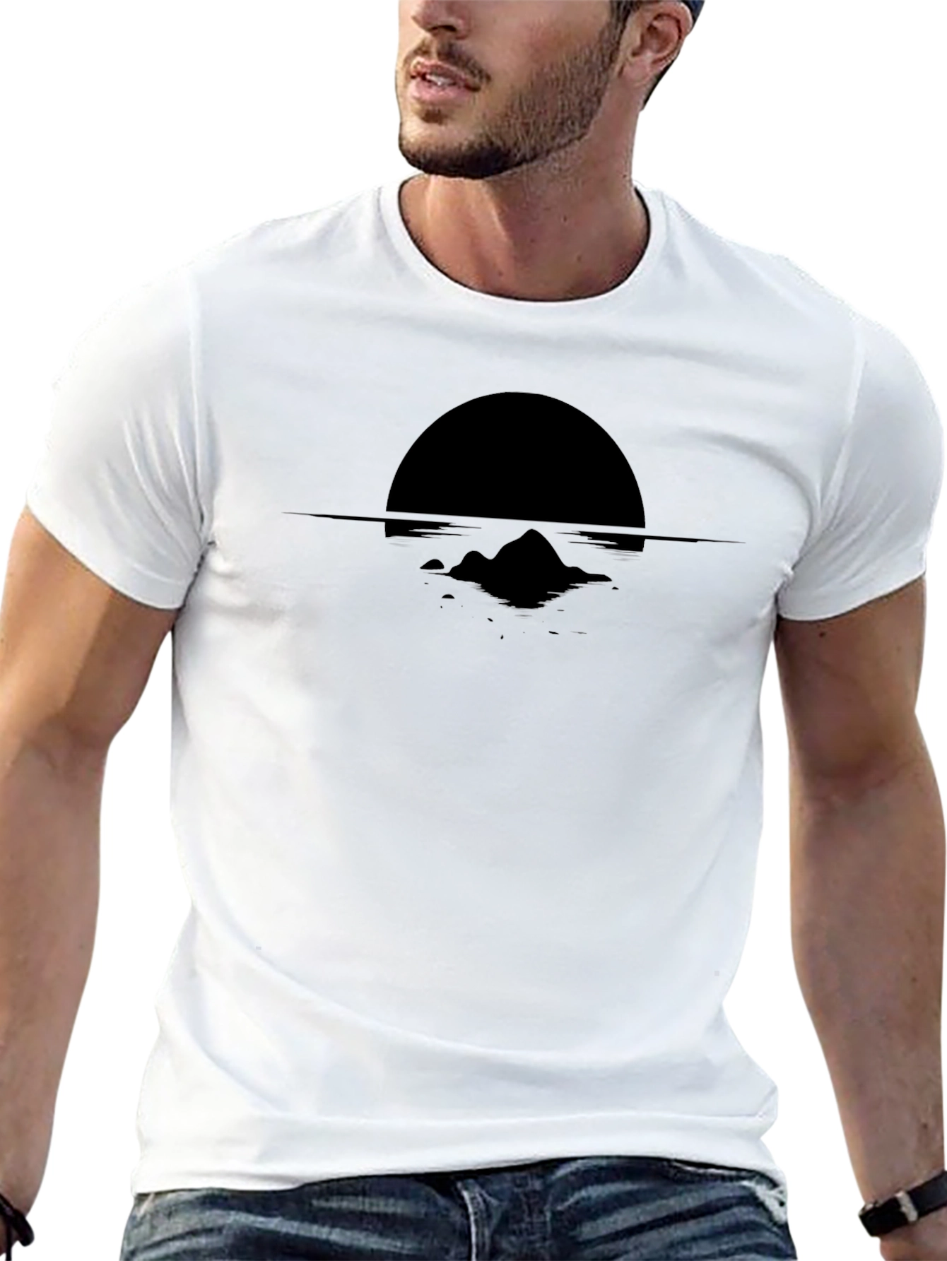 Black Midnight Mountain T-Shirt - Black Graphic Tee view 13