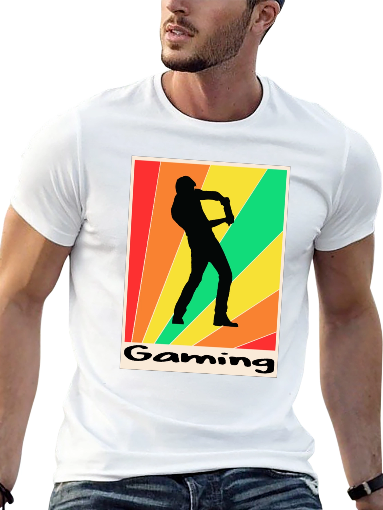 Black Gaming T-Shirt Retro Gamer Silhouette Graphic Tee view 13