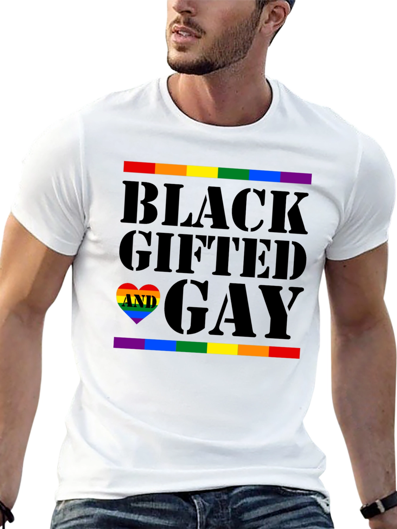 Black Black Gifted and Gay Pride T-Shirt view 13