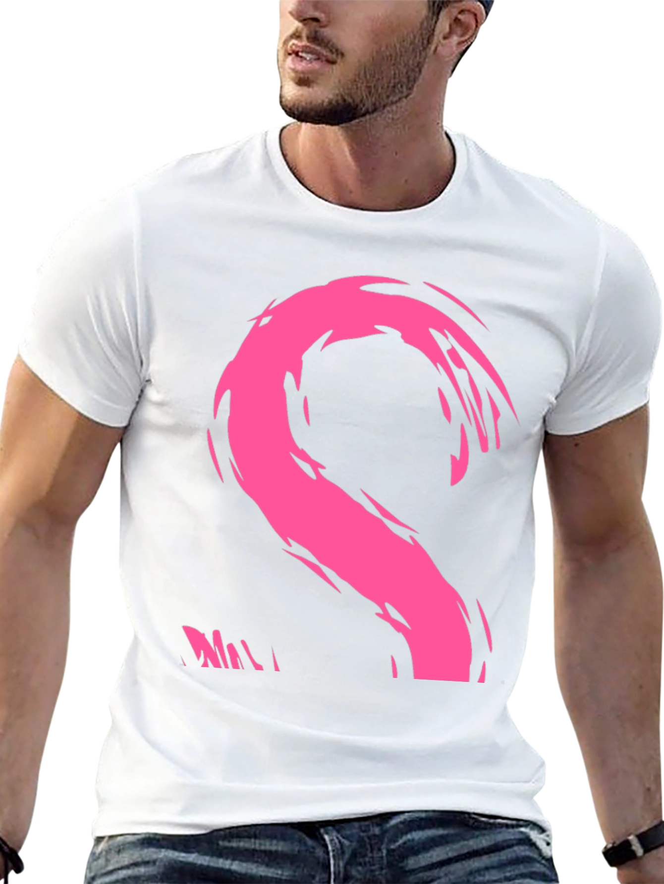 Black Modern Pink Brushstroke Graphic Black T-Shirt view 13