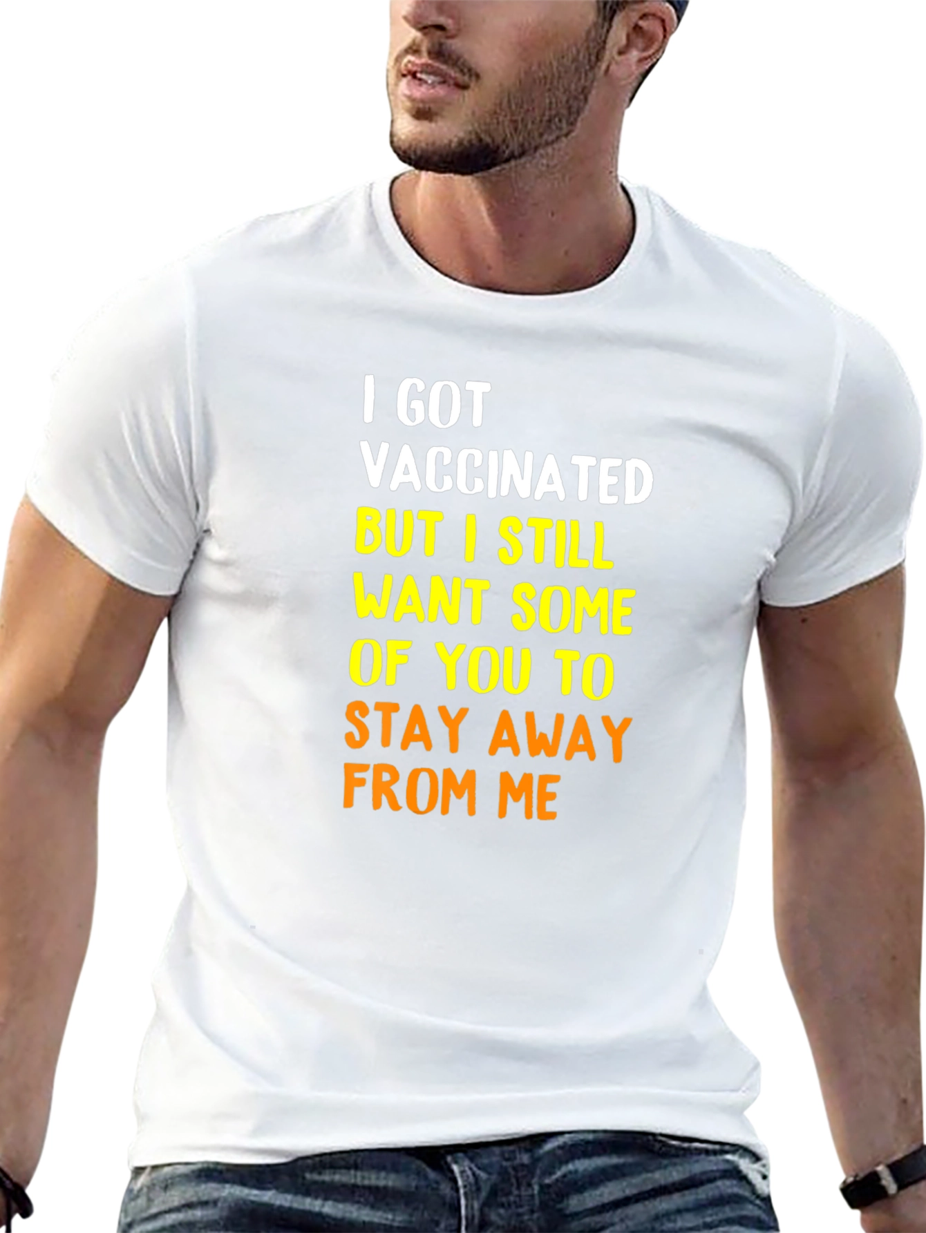 Black Vaccinated Humor Tee - Stay Away Shirt view 13