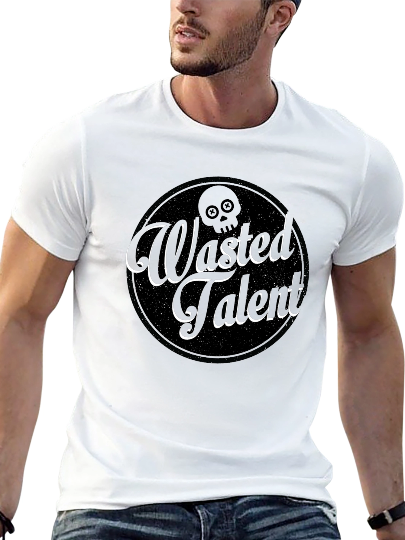 Black Wasted Talent Graphic Tee - Black Crew Neck view 13
