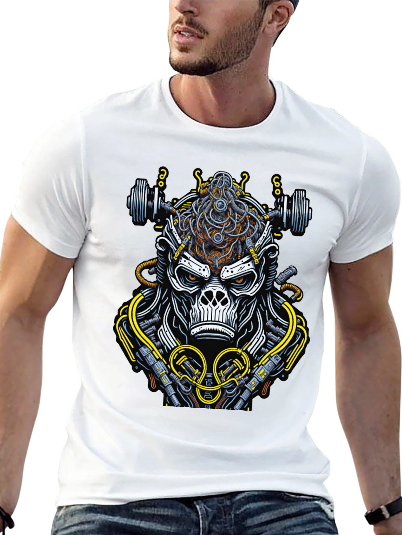 Black Cyborg Gorilla Black Graphic Tee view 13