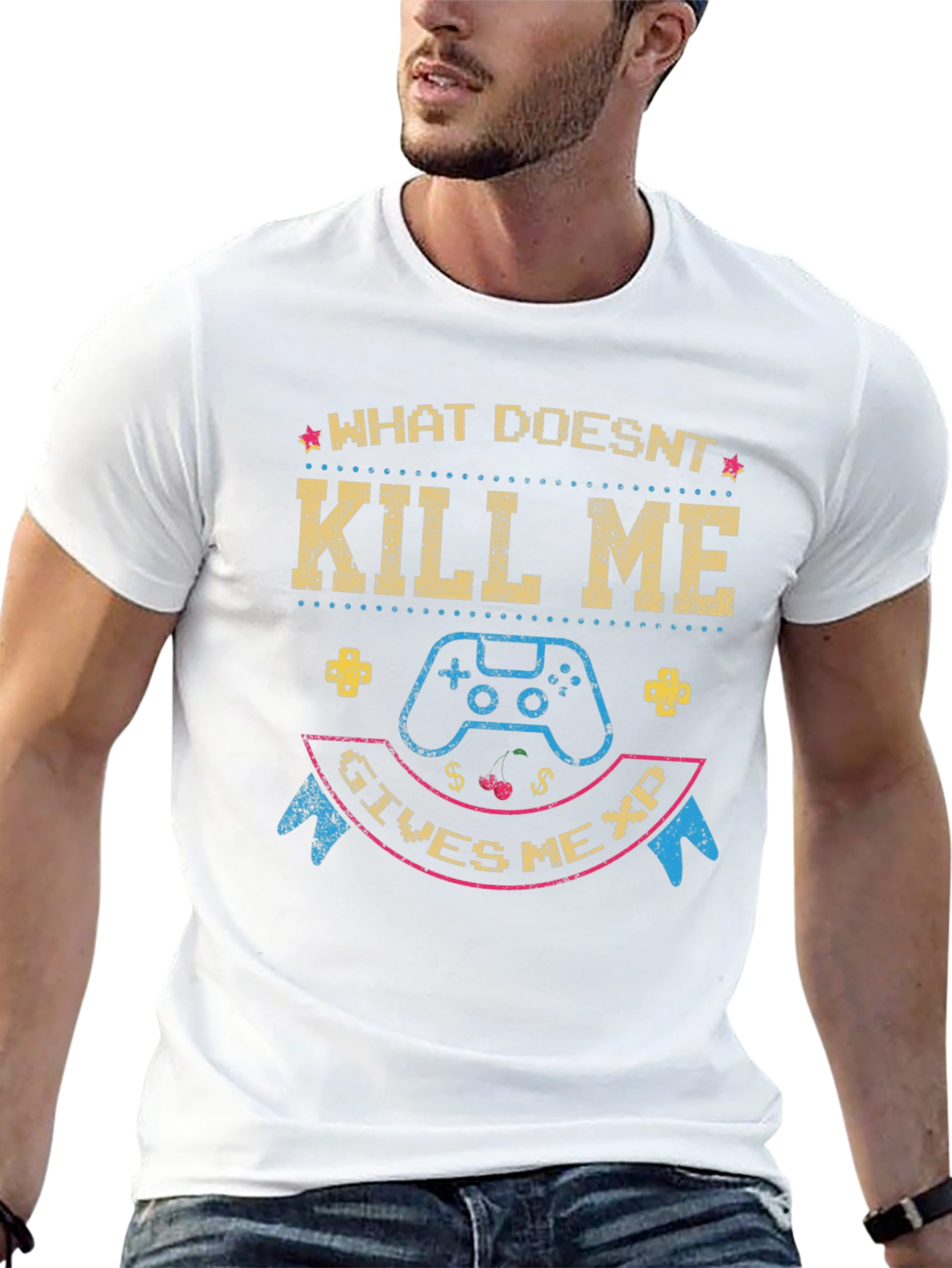 Black Gamer T-Shirt: What Doesn't Kill Me Gives Me XP view 13