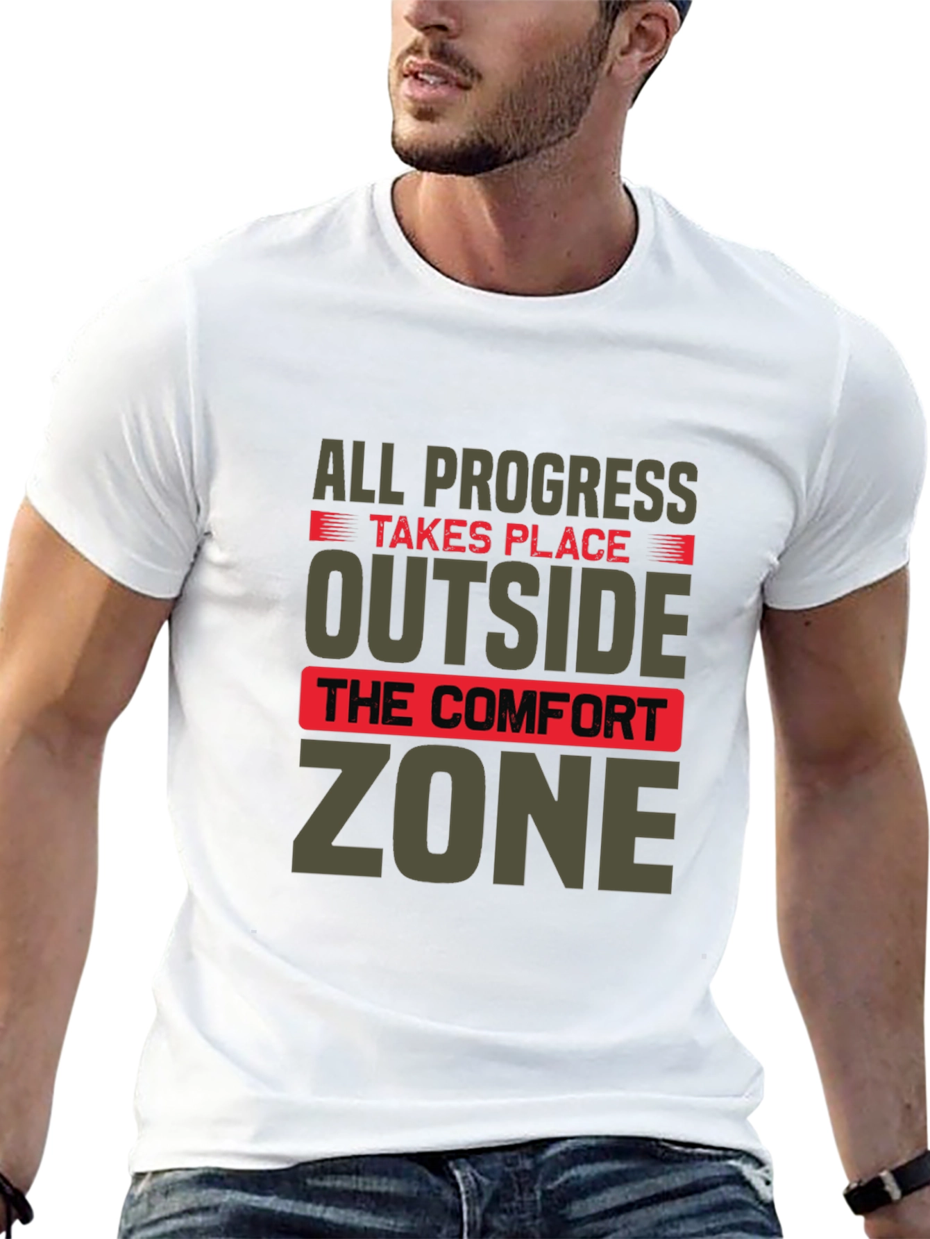 Black Progress Outside Comfort Zone Graphic T-Shirt view 13
