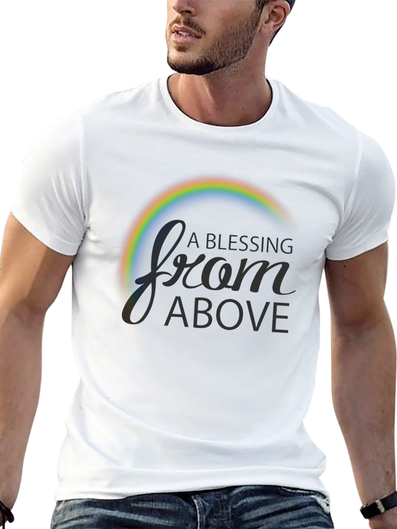 Black A Blessing From Above Rainbow Graphic T-Shirt view 13