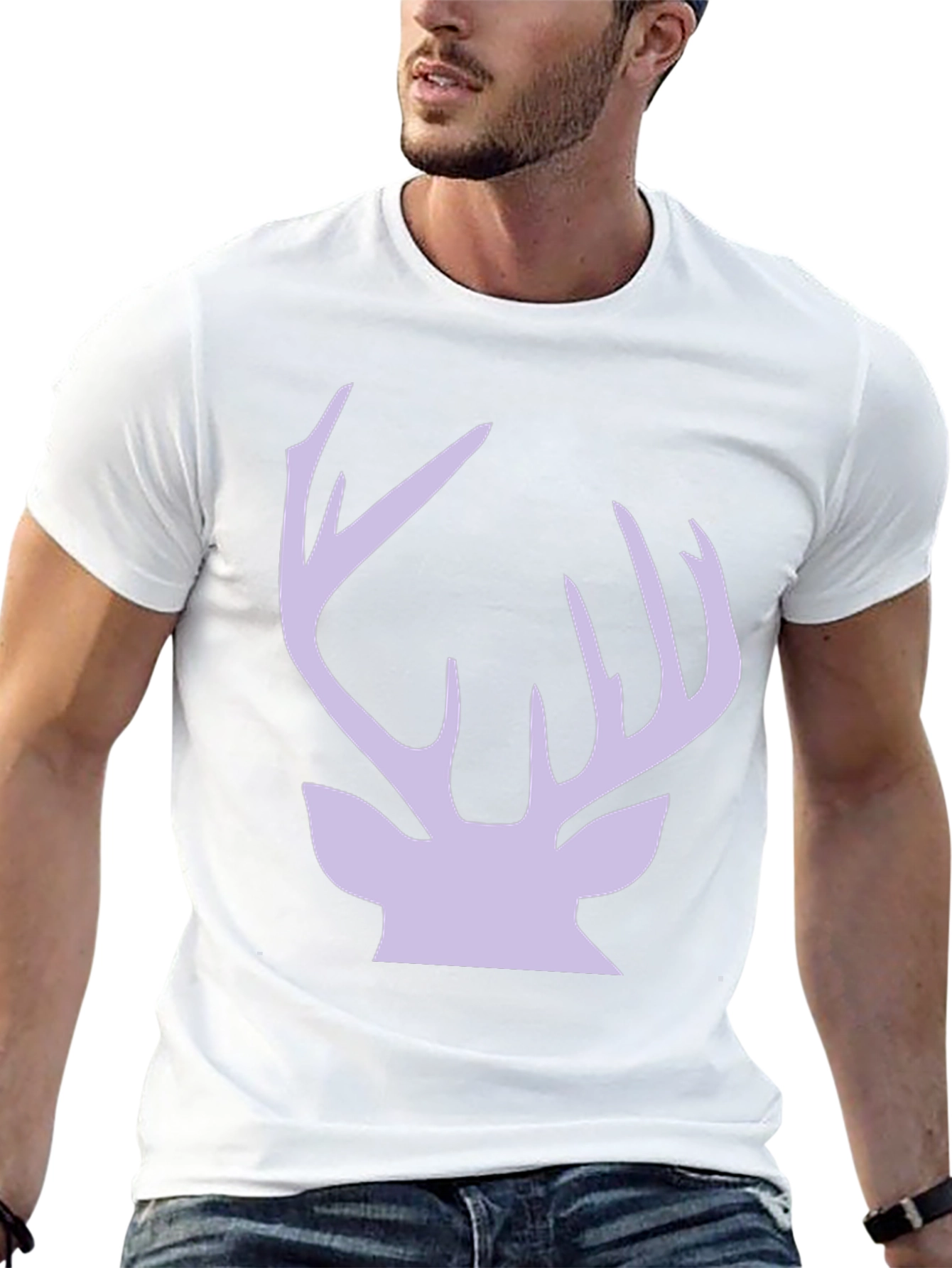 Deer Antler Graphic Tee - Stylish Black Cotton T-Shirt - 13