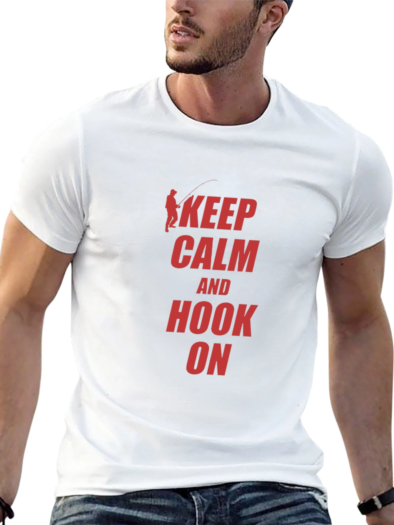 Black Keep Calm and Hook On Fishing T-Shirt view 13