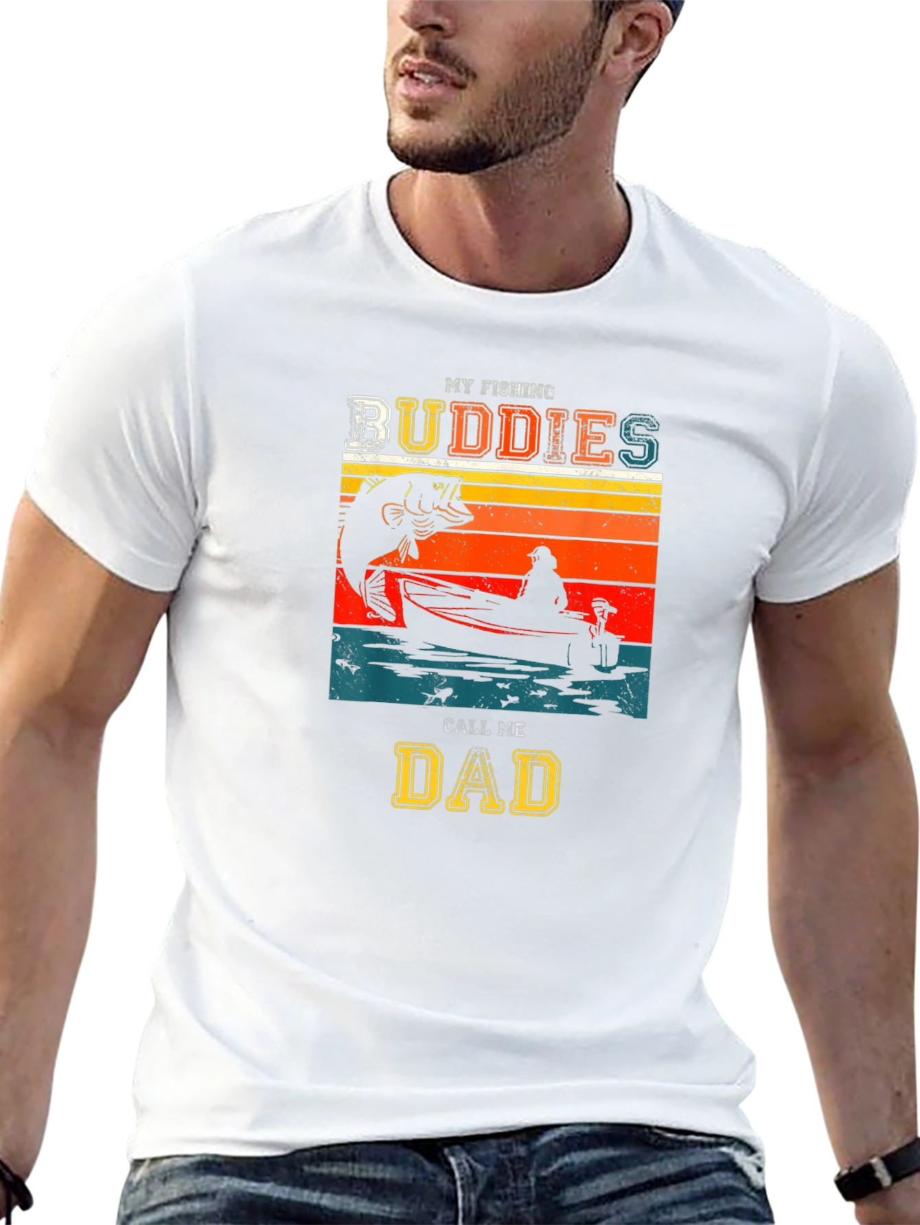 Black My Fishing Buddies Call Me Dad Black T-Shirt view 13