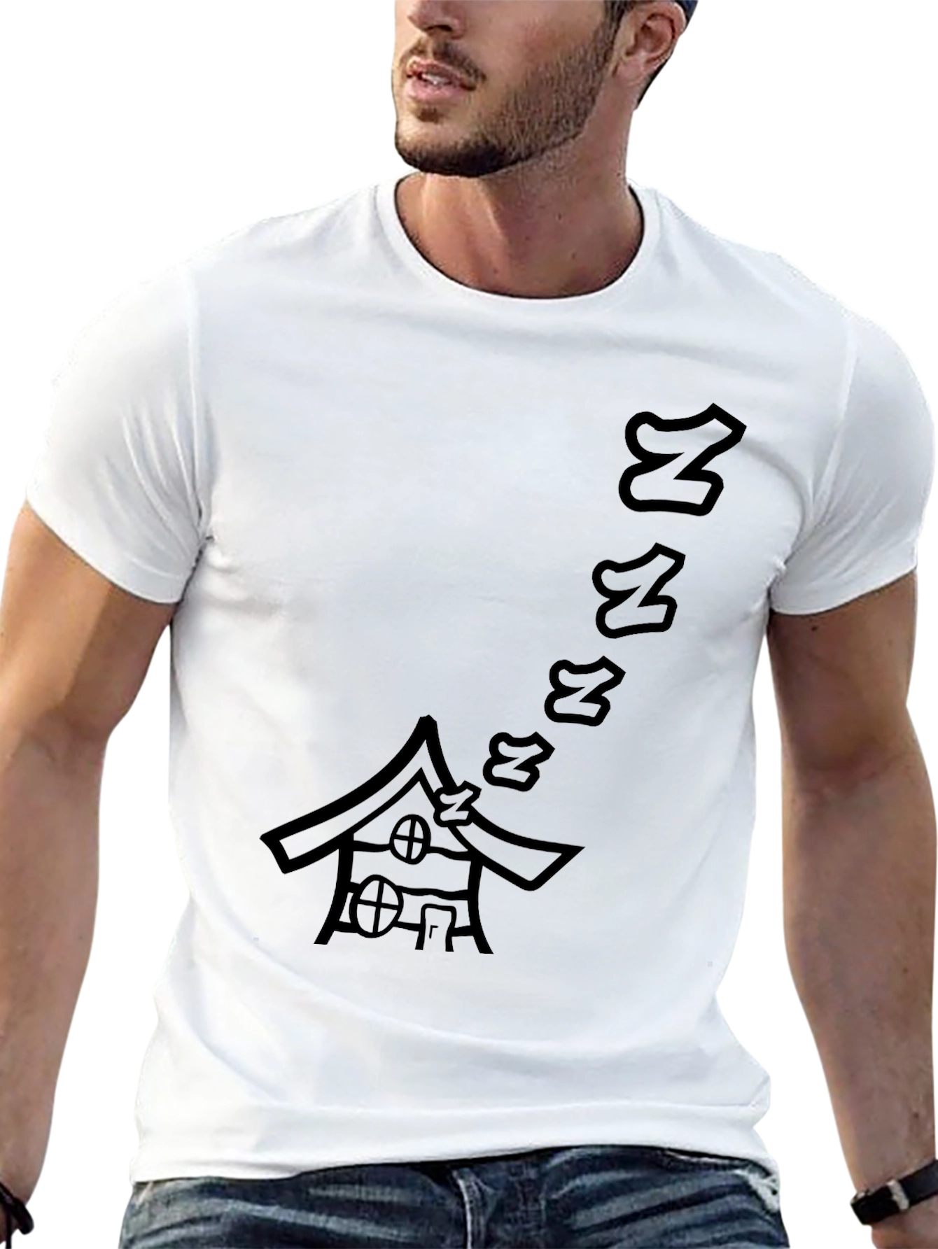 Black Dreamy Home Black Tee - Sleepy House Graphic T-Shirt view 13