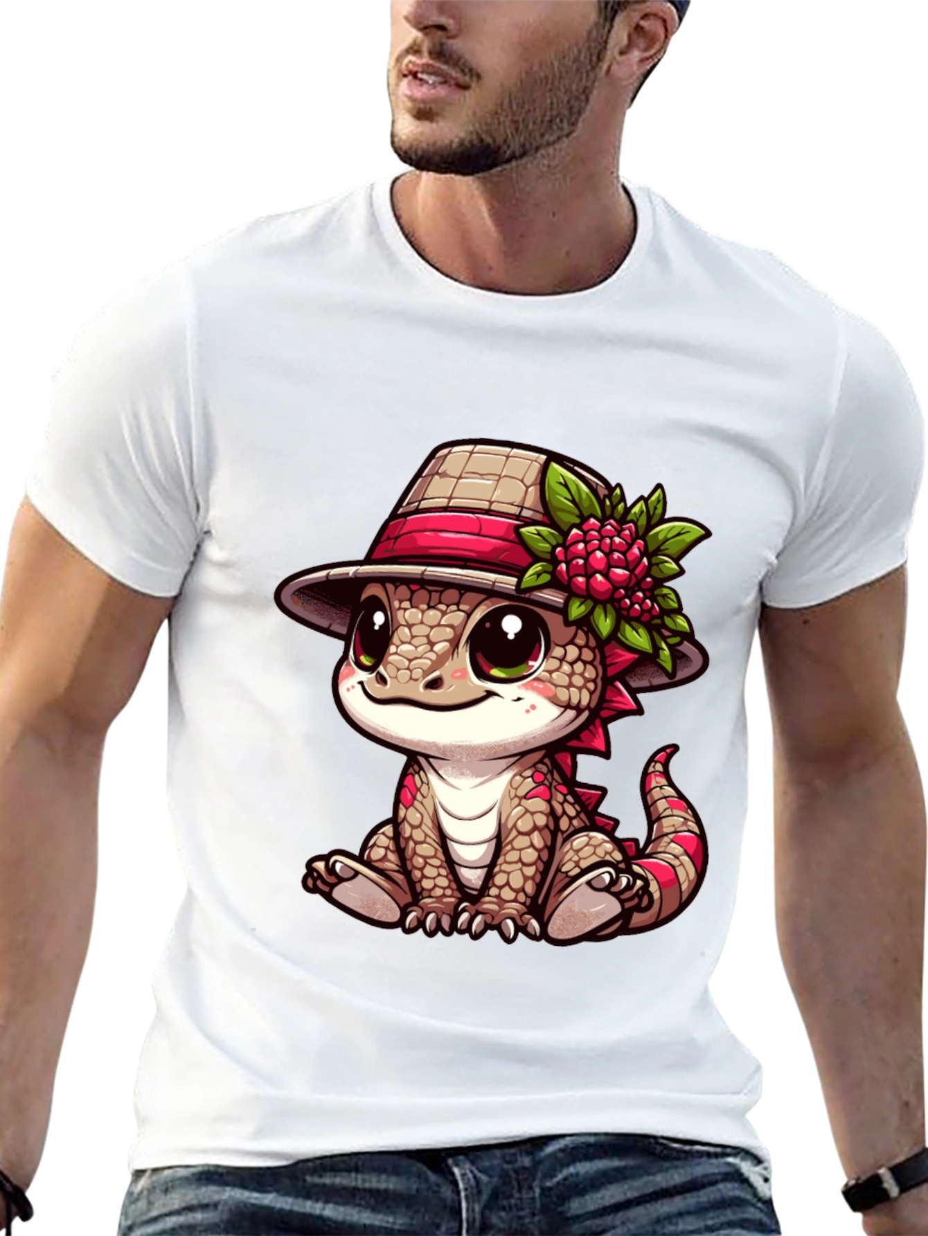 Black Cute Cartoon Lizard T-Shirt view 13