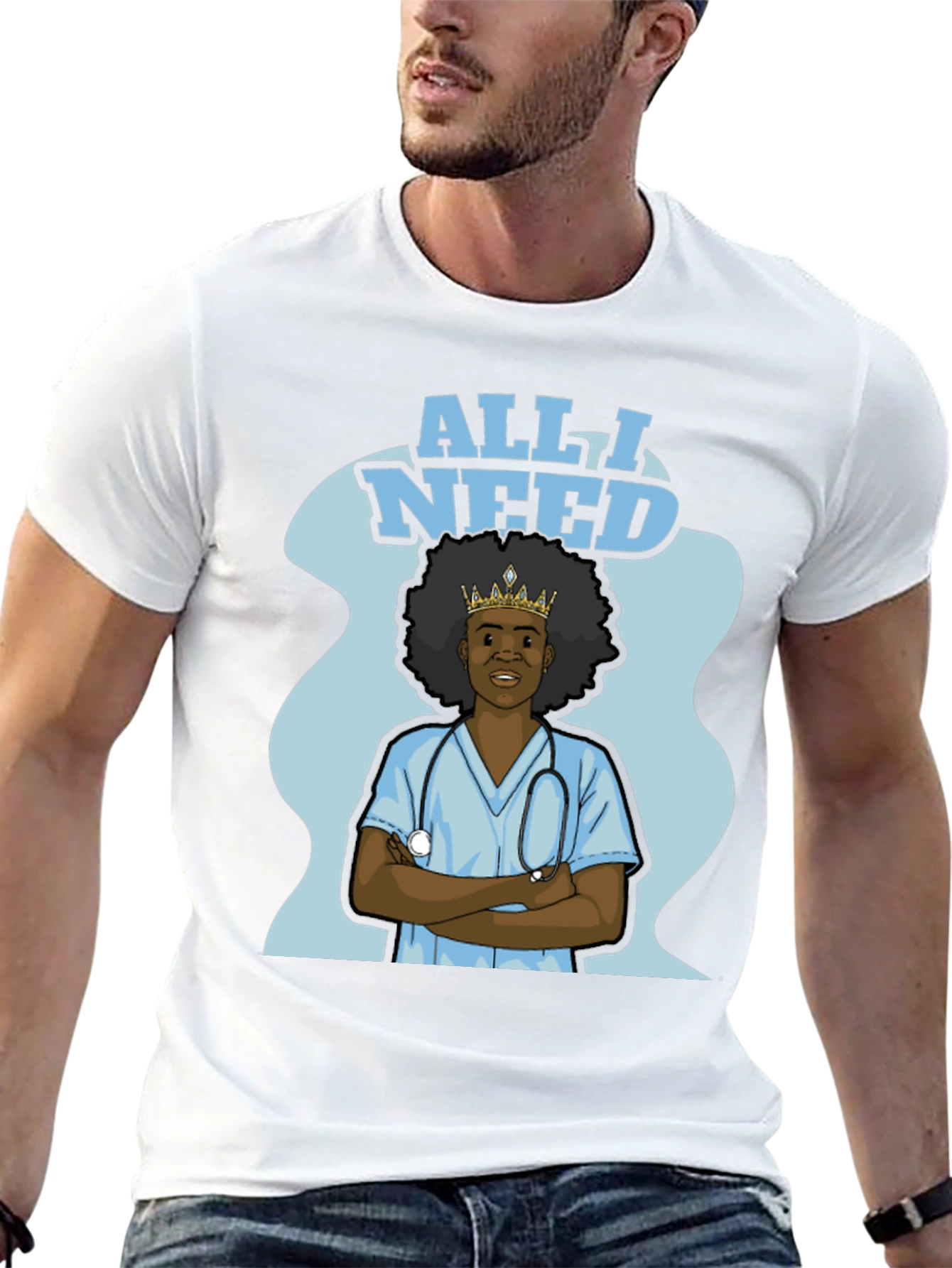 Black All I Need Nurse T-Shirt - Black view 13