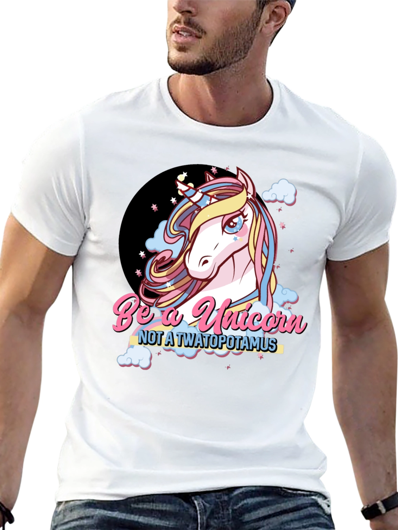 Black Be A Unicorn Graphic Tee - Men's Black T-Shirt view 13