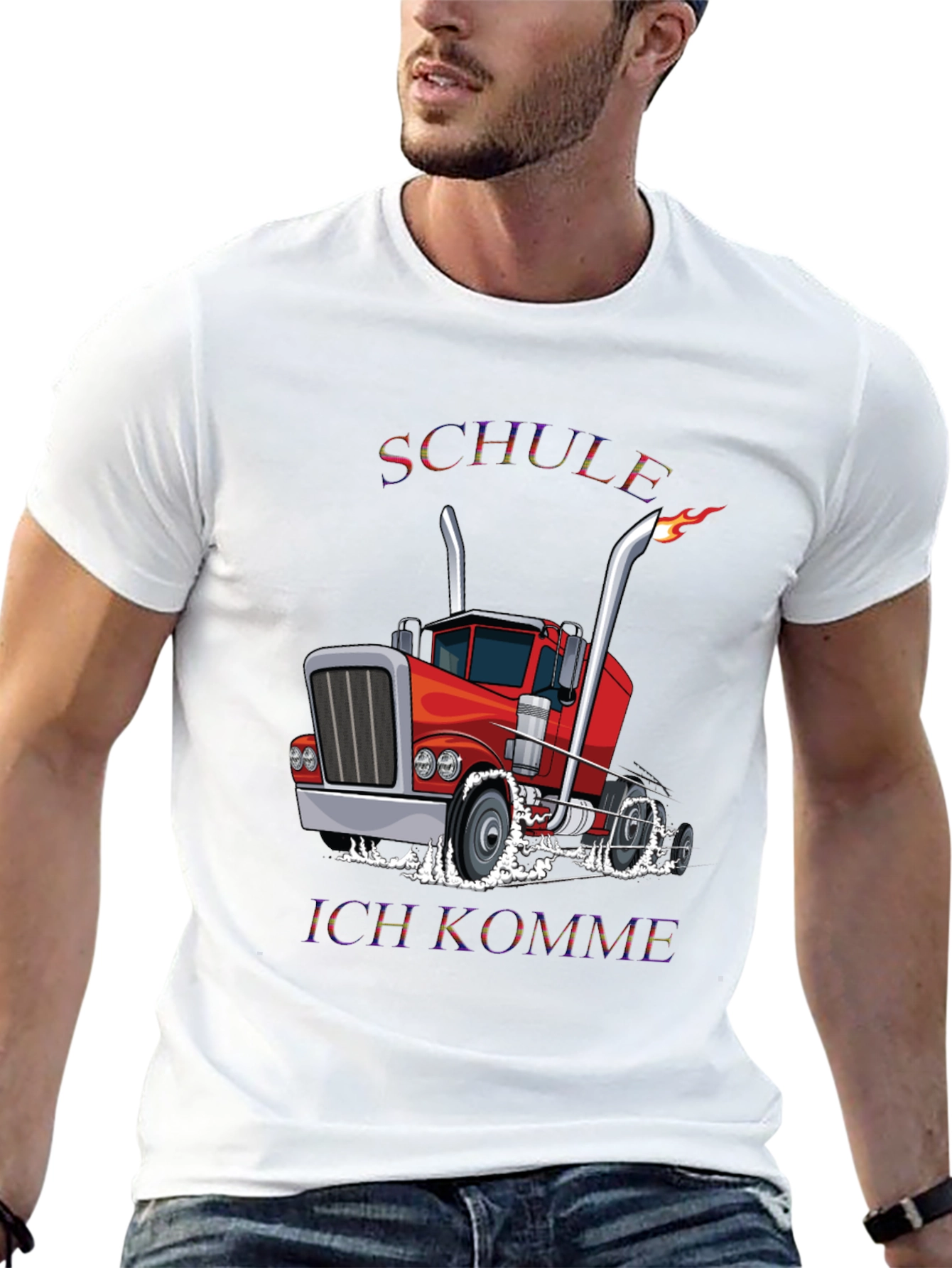 Black Truck Driver T-Shirt - Schule Ich Komme - Black view 13