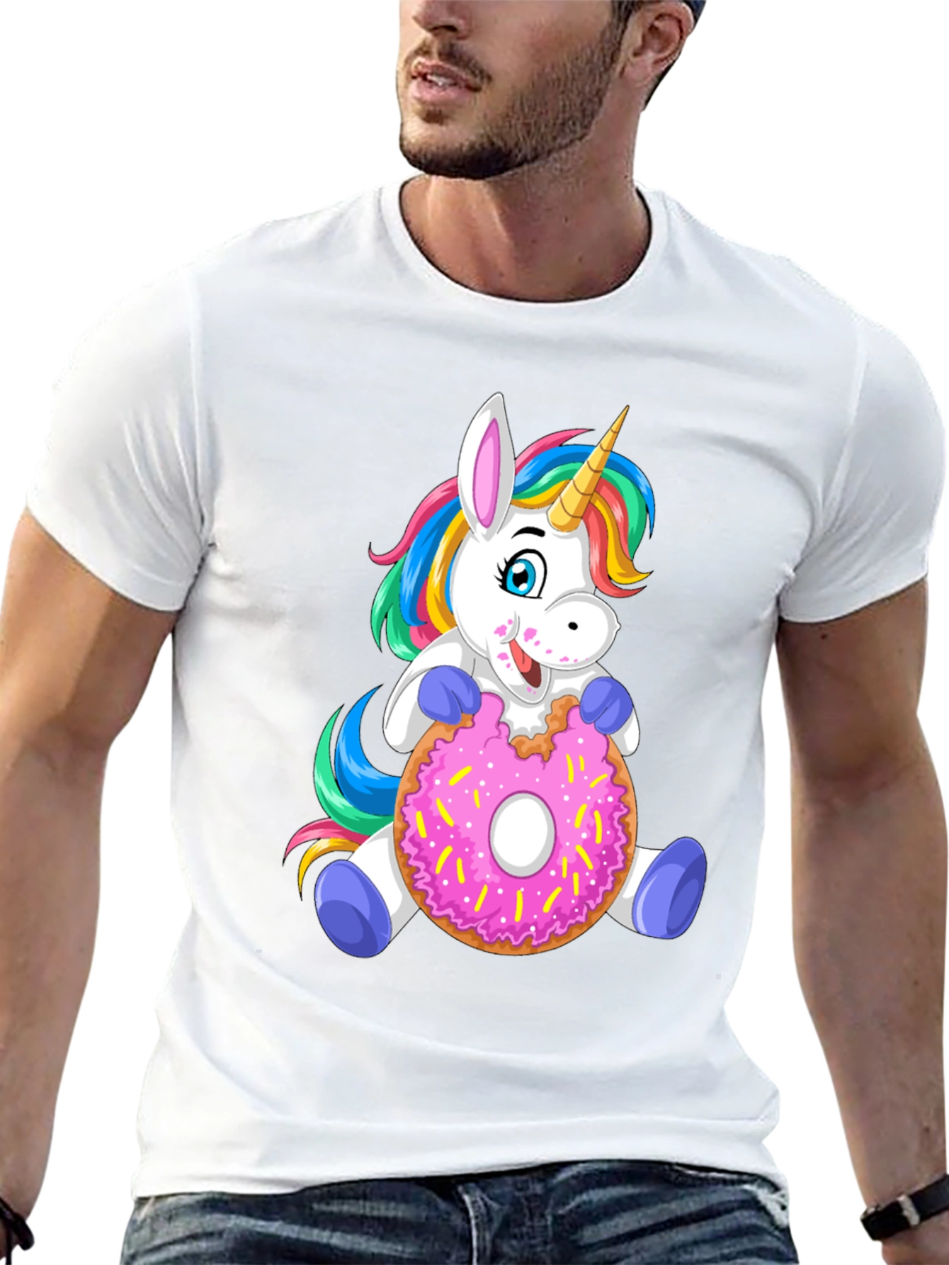 Black Unicorn Donut T-Shirt - Cute Cartoon Tee view 13