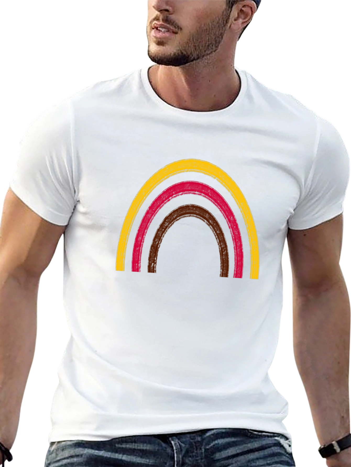 Black Rainbow Arch Graphic Tee - Black Cotton T-Shirt view 13