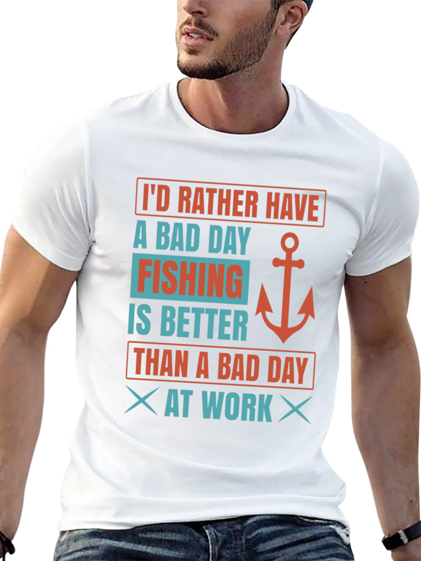 Black Fishing Lover's T-Shirt: Bad Day Fishing Better Than Work view 13