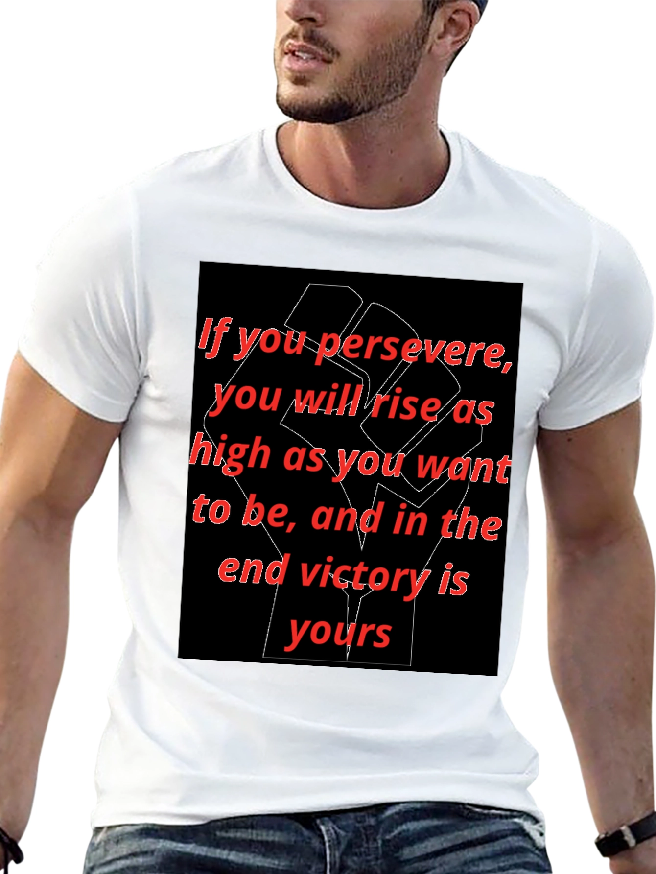 Black Motivational Graphic Tee - 'Persevere' view 13