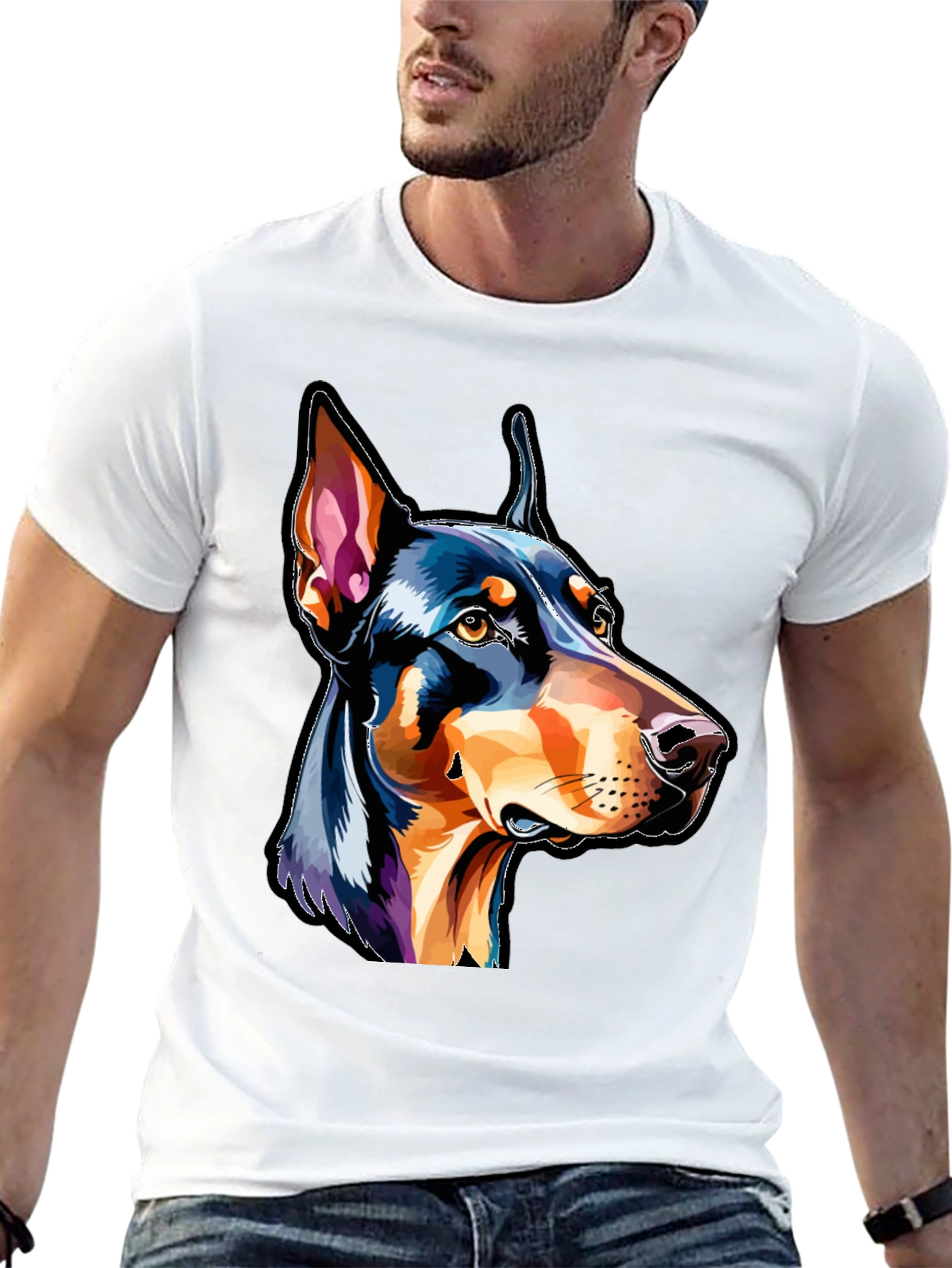 Black Doberman Dog Breed Graphic T-Shirt view 13