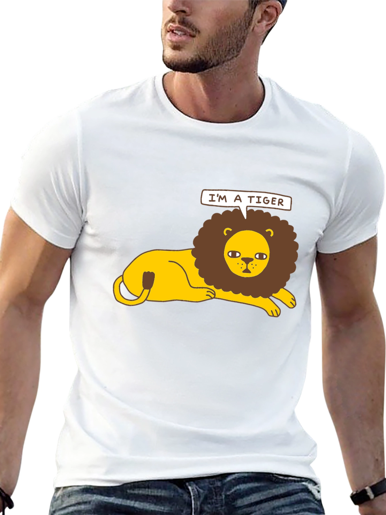 Black I'm a Tiger T-Shirt - Funny Lion Graphic Tee view 13